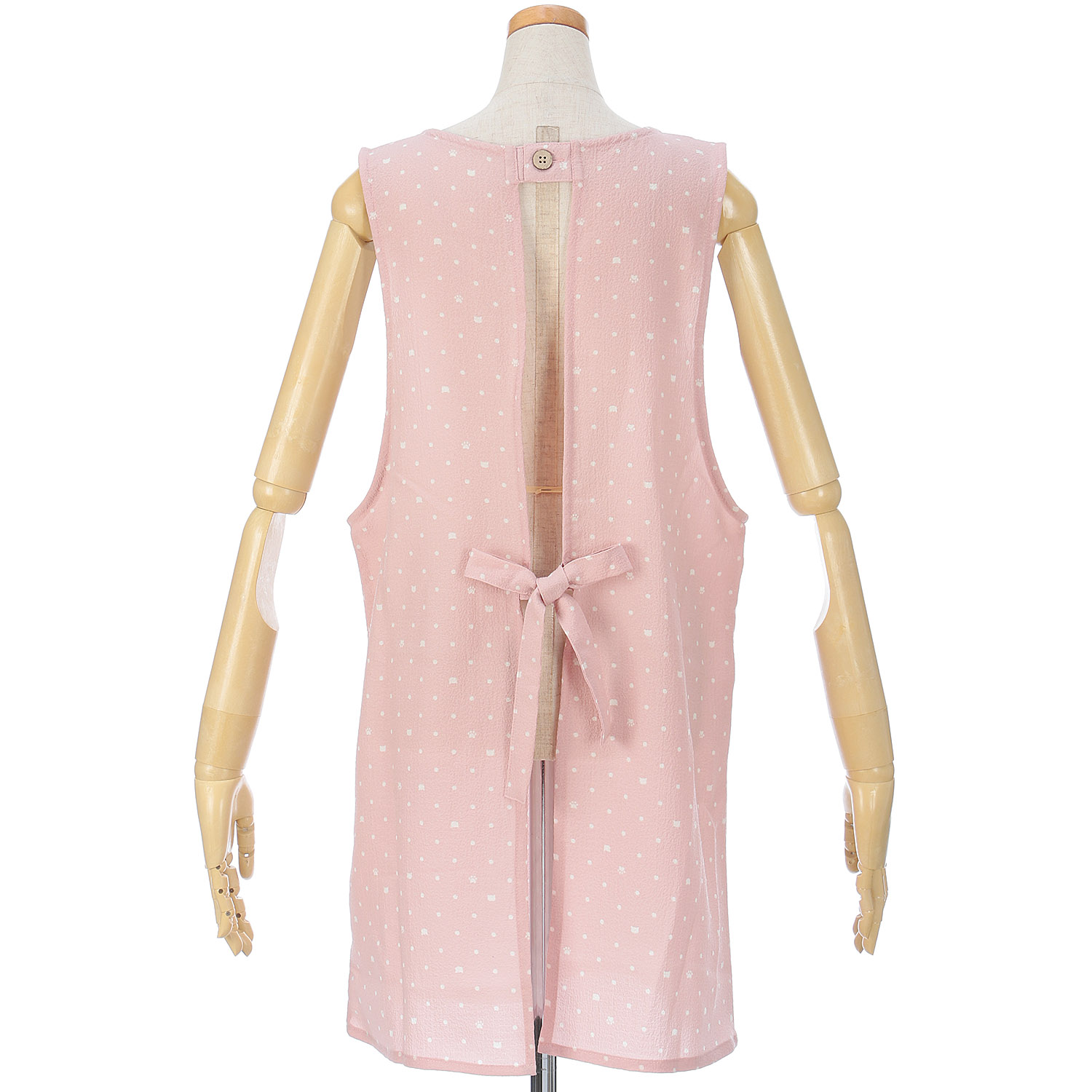 ちりめんシボ猫ドットエプロン - 画像2