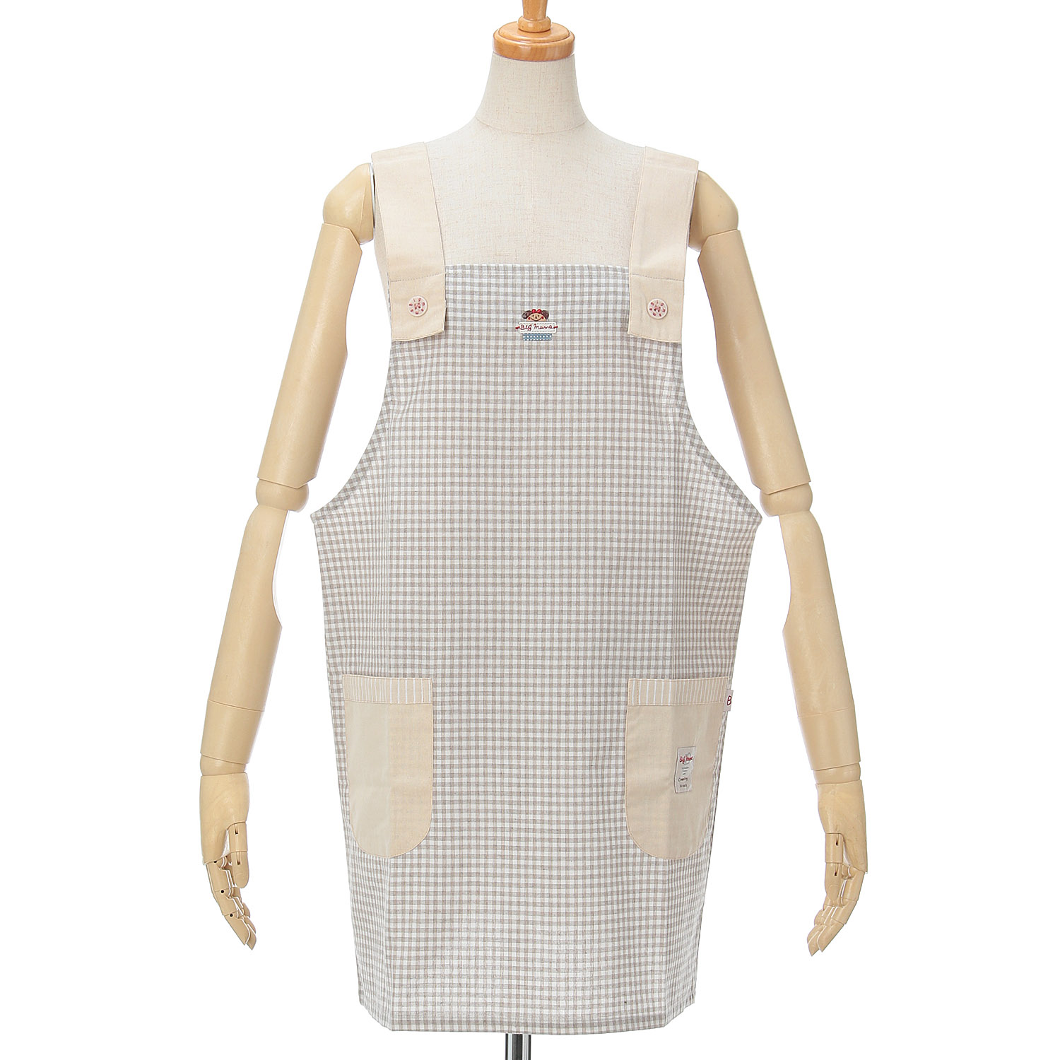 ビッグママ ギンガムH型エプロン - 画像1