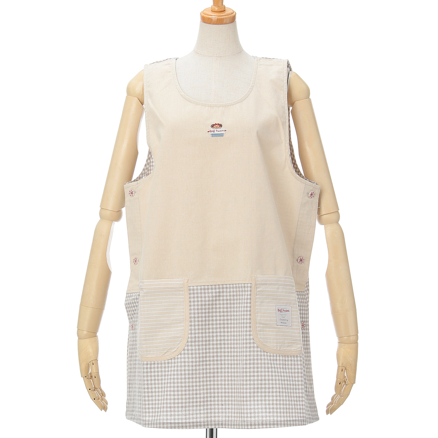 ビッグママ ギンガムタバードエプロン