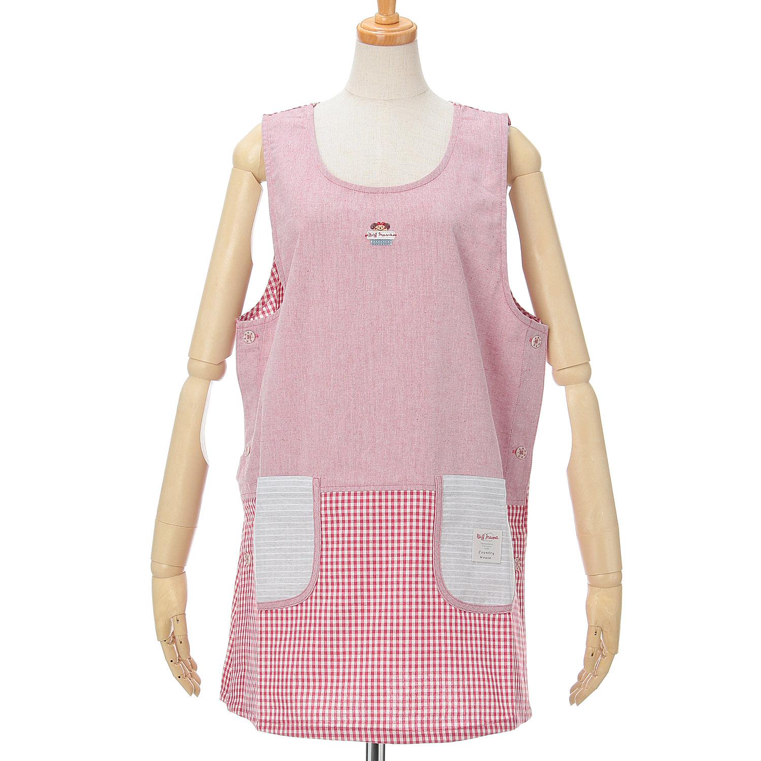 ビッグママ ギンガムタバードエプロン