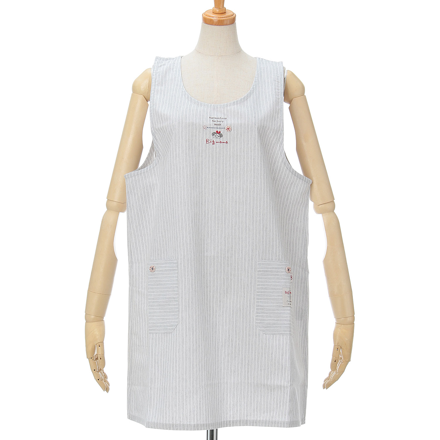 ビッグママ ストライプラン型カブリエプロン - 画像2