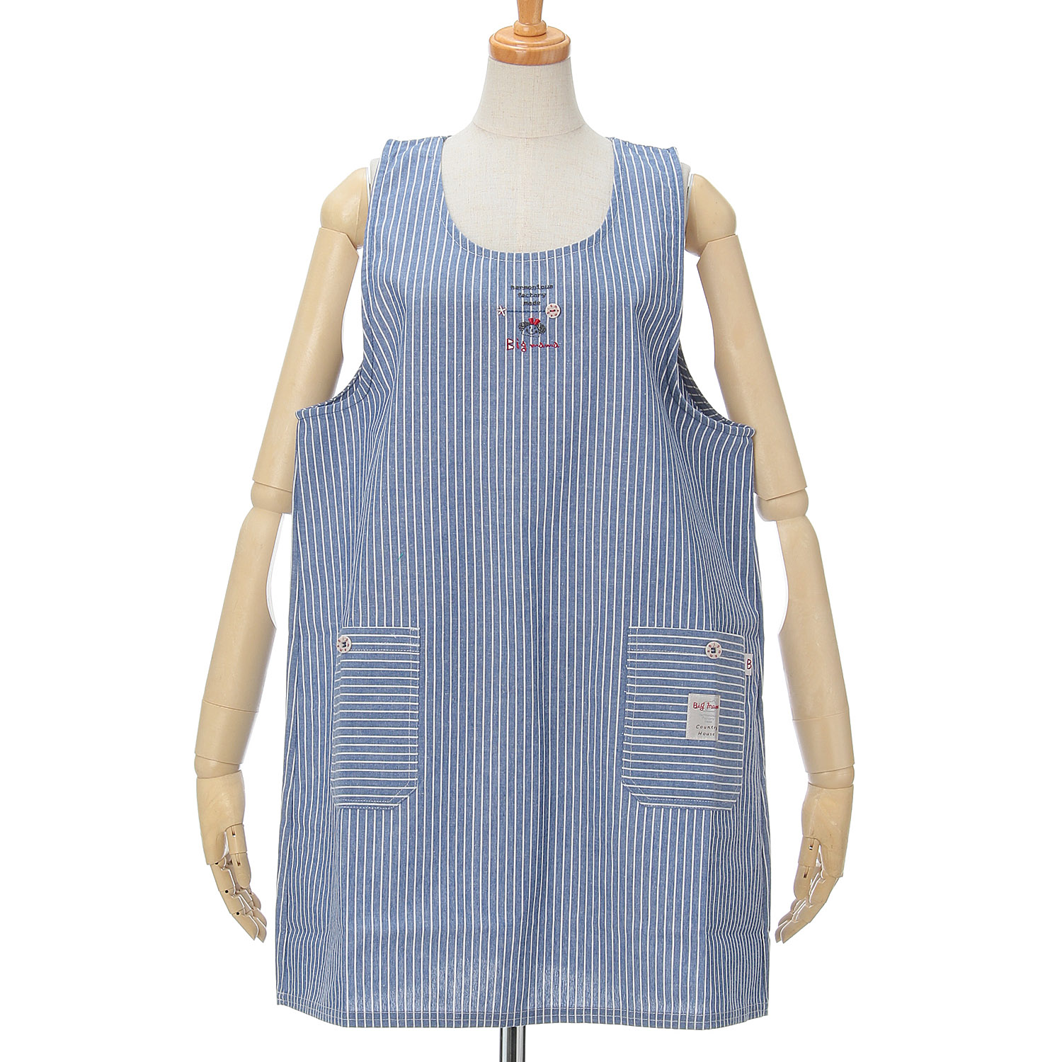 ビッグママ ストライプラン型カブリエプロン - 画像1