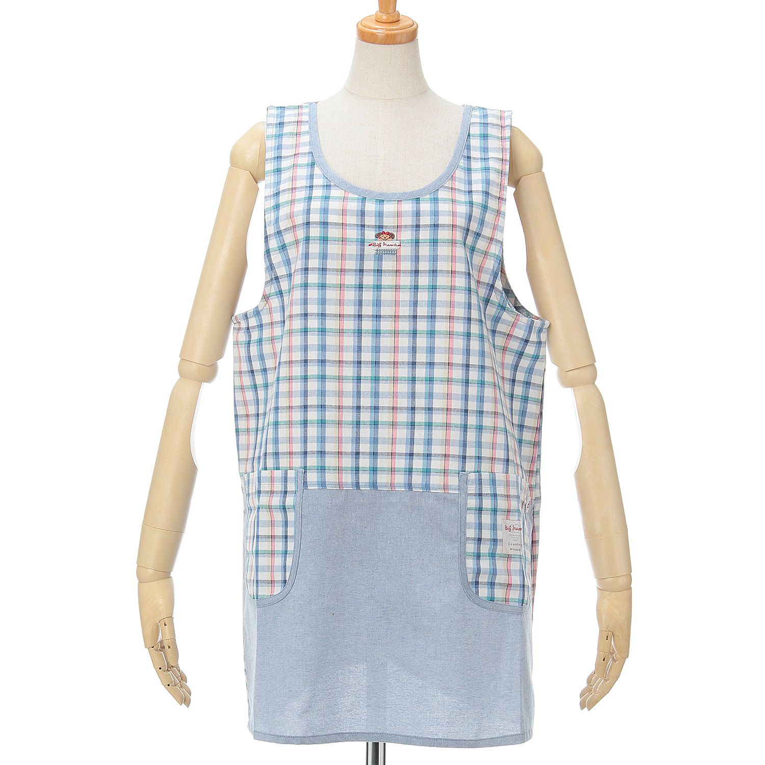 ビッグママ チェックラン型エプロン - 画像4