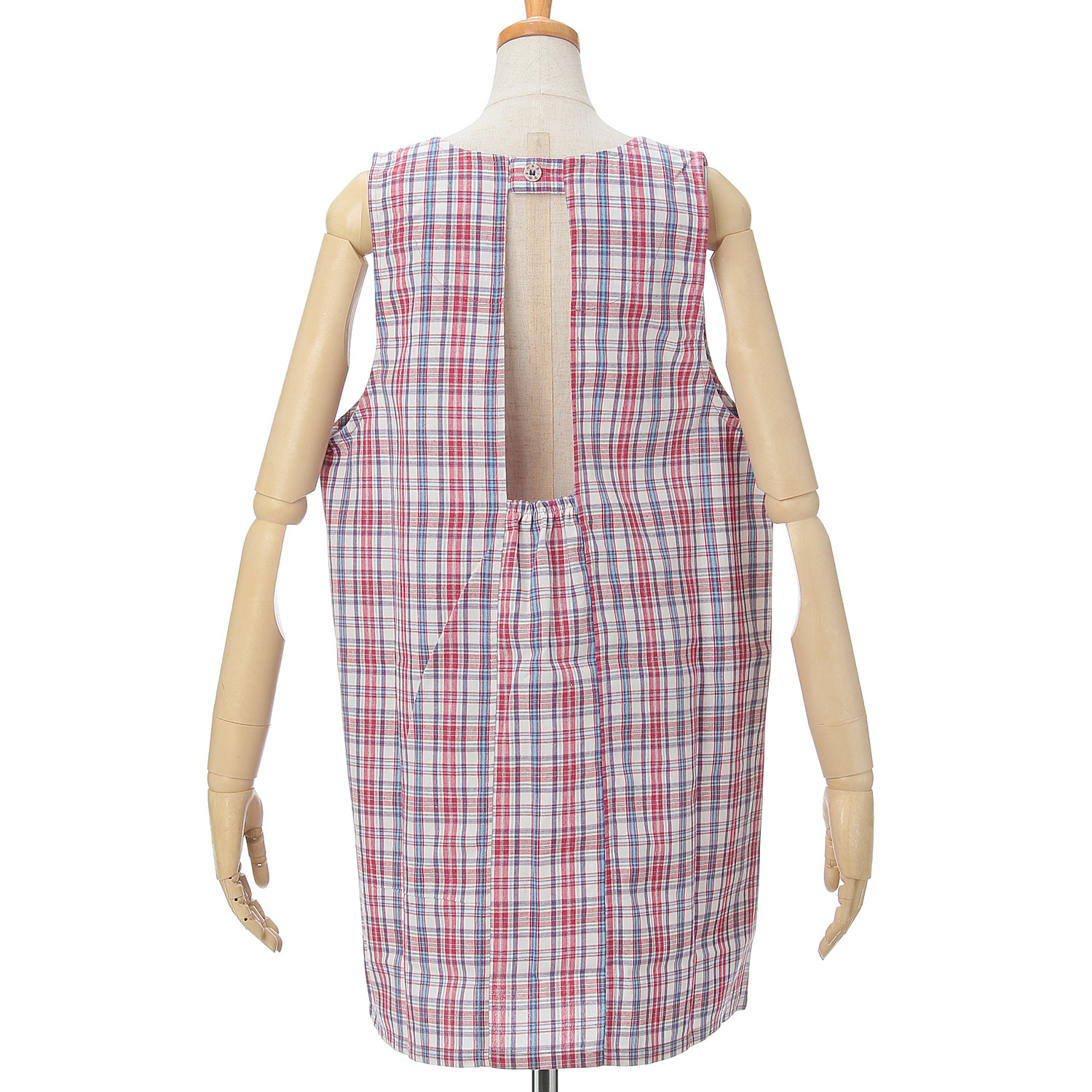 ビッグママ チェックラン型カブリエプロン - 画像4