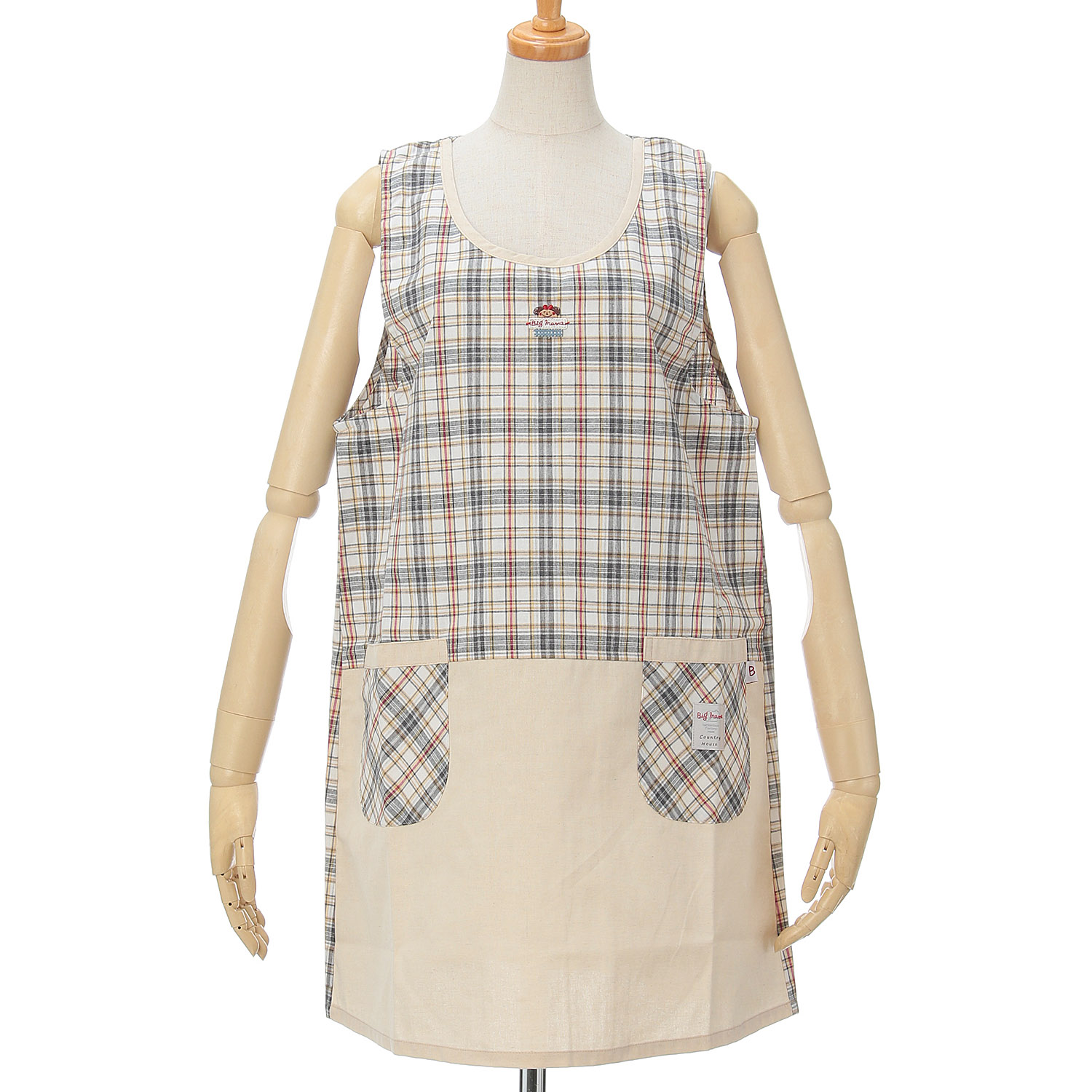 ビッグママ チェックラン型カブリエプロン