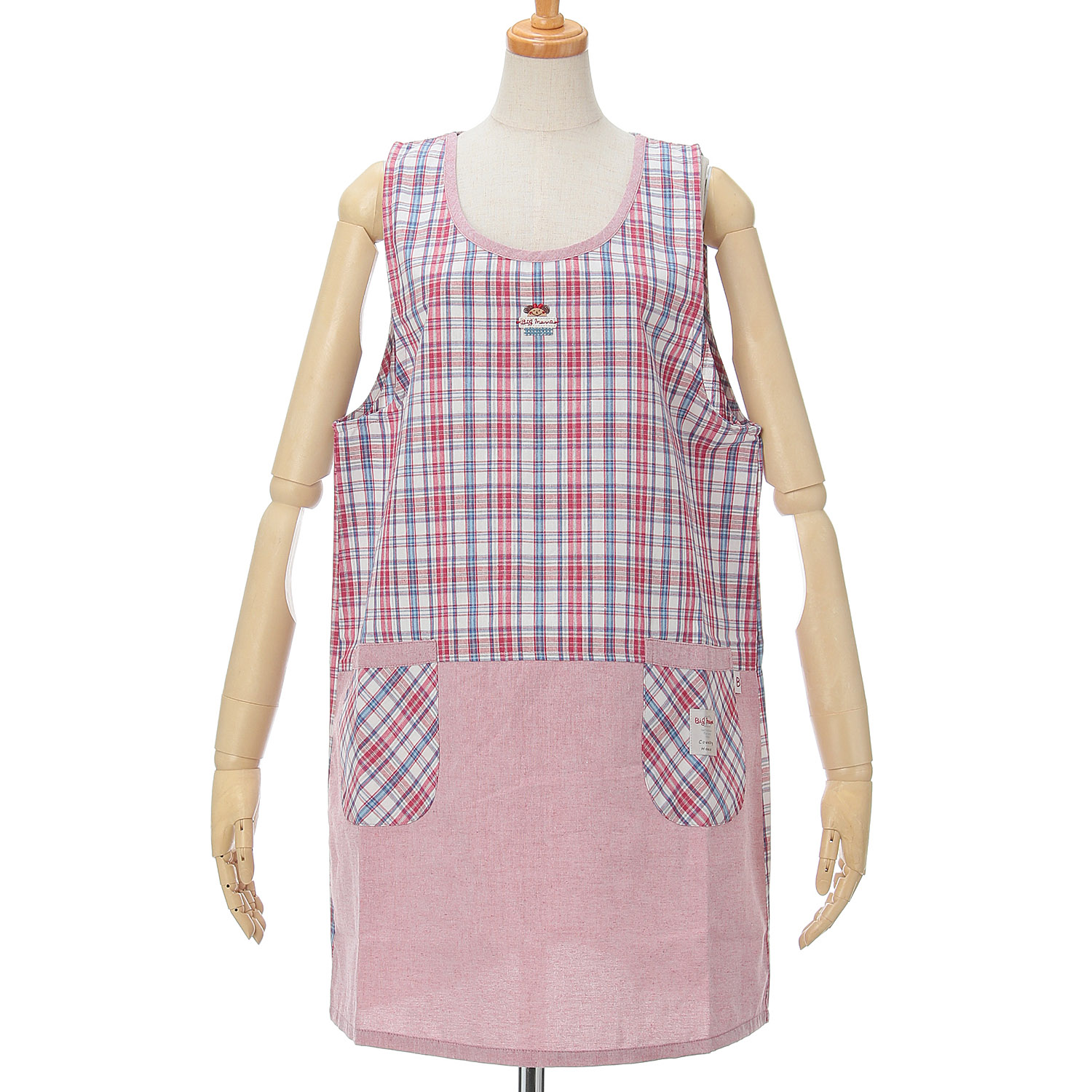 ビッグママ チェックラン型カブリエプロン