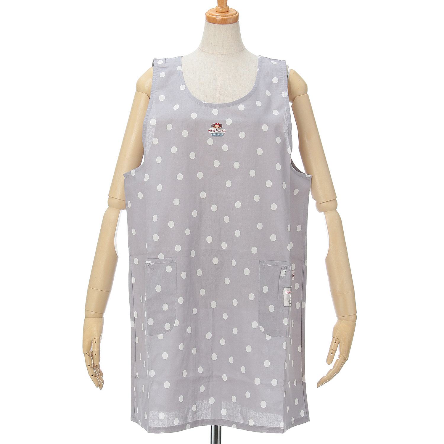 ビッグママ 水玉プリントカブリエプロン - 画像1