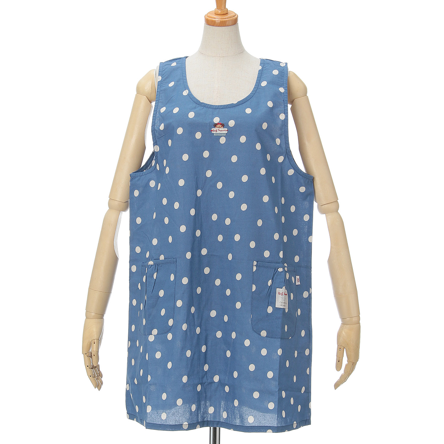 ビッグママ 水玉プリントカブリエプロン