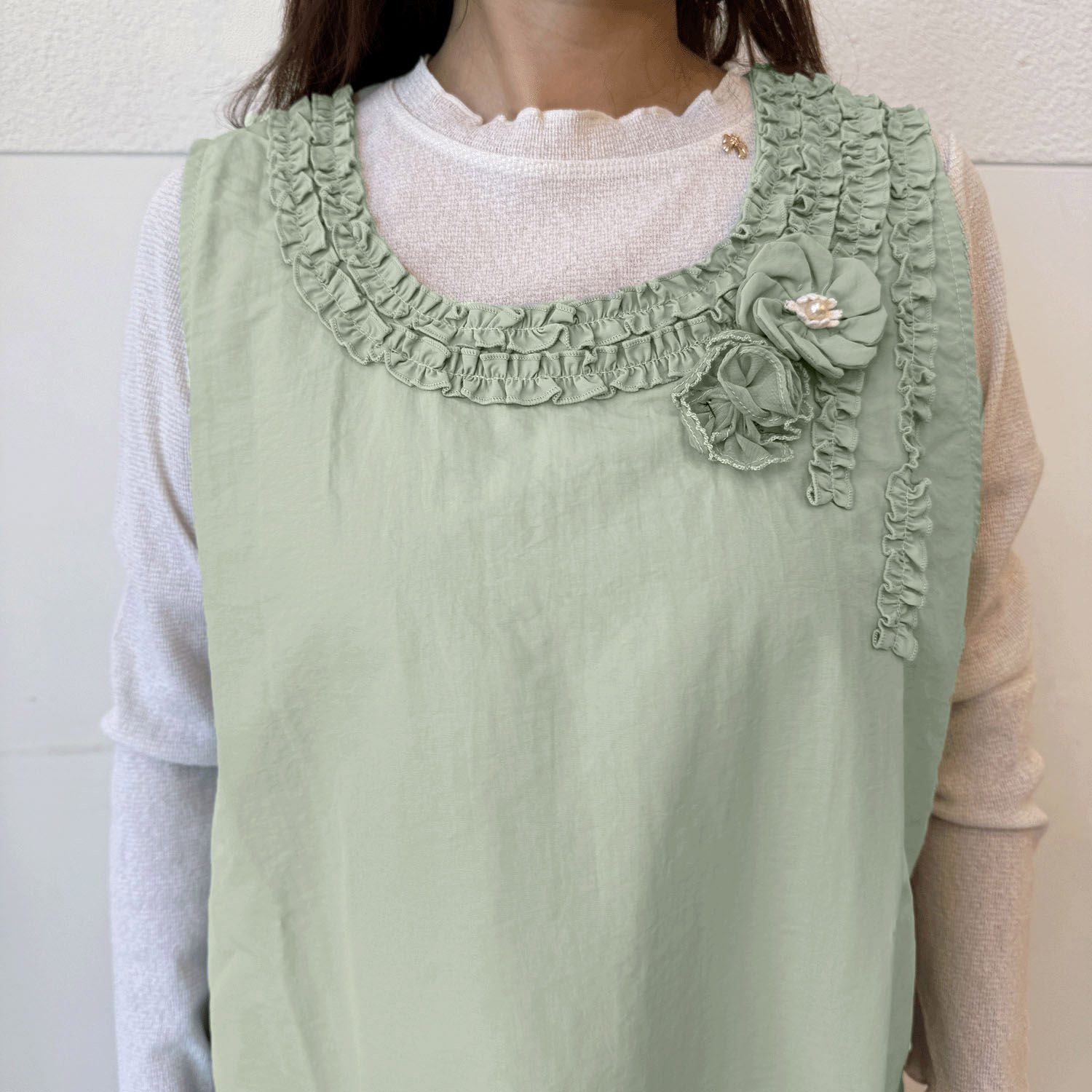 ナイロン花モチーフパール付き背ゴムエプロン - 画像20