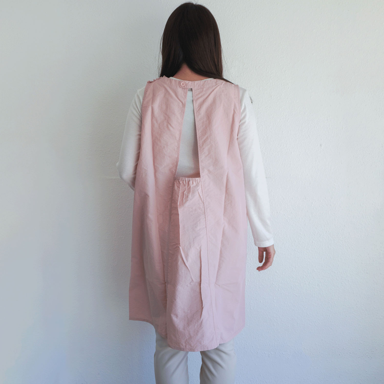 ナイロン花モチーフパール付き背ゴムエプロン - 画像5