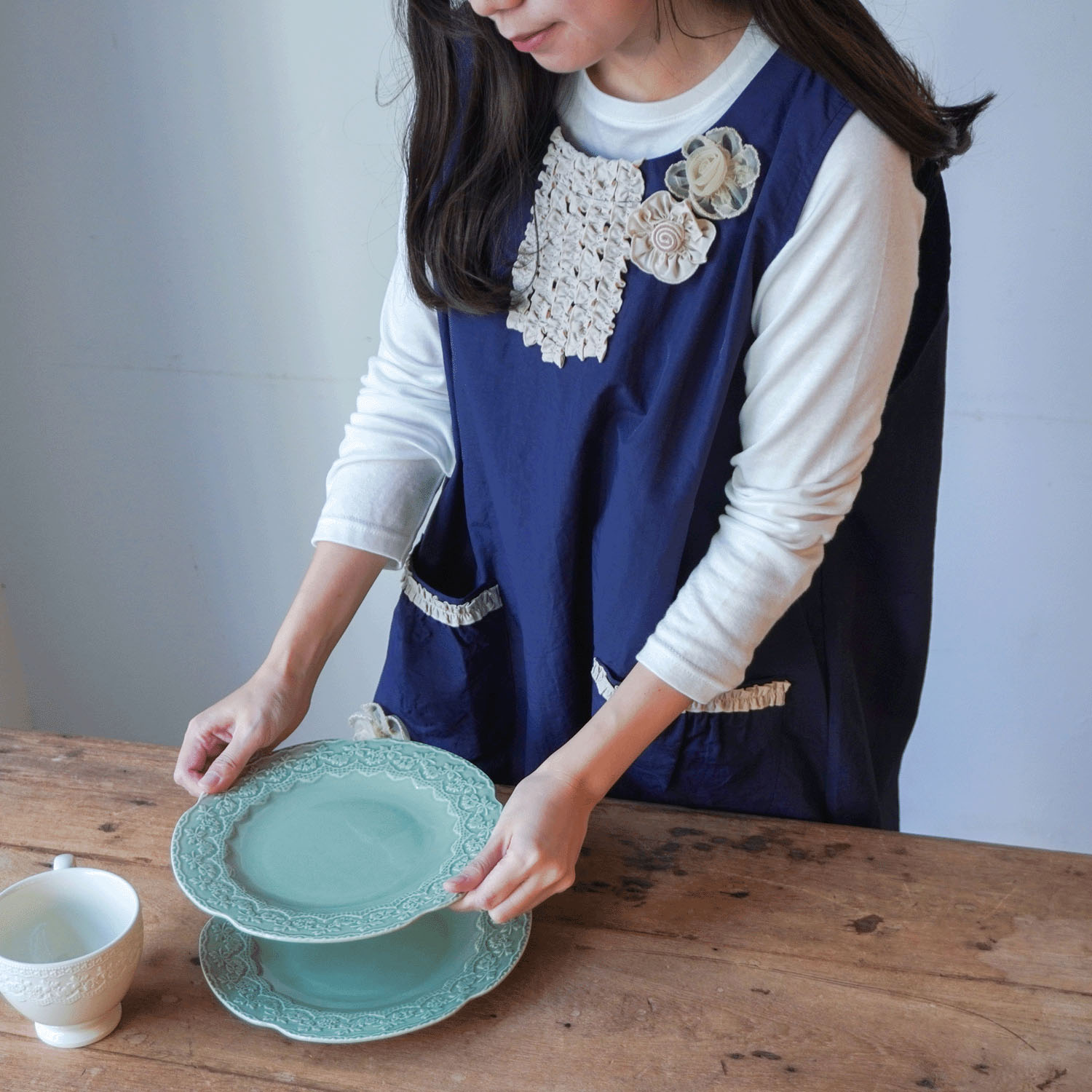 ナイロンバイカラーエプロン 後ろリボン - 画像26