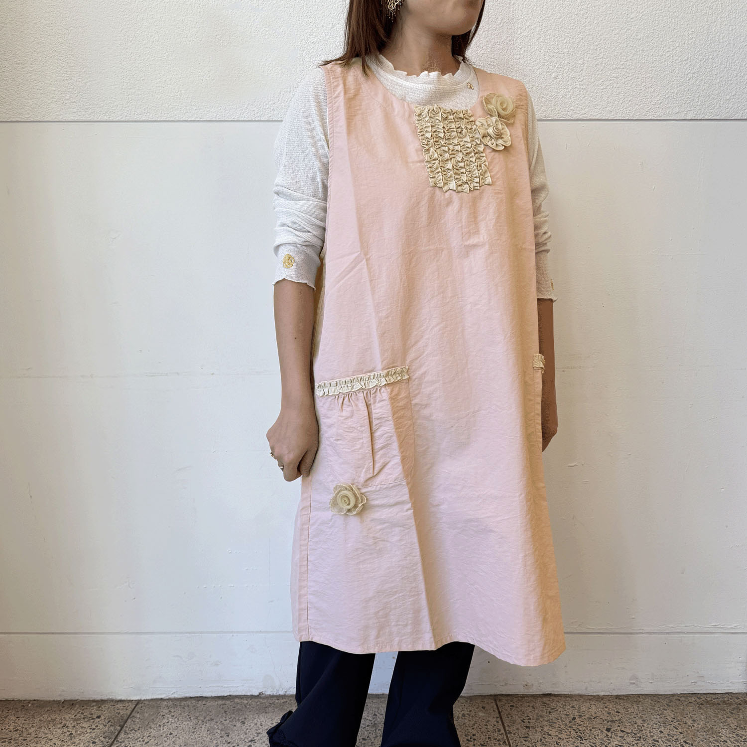 ナイロンバイカラーエプロン 後ろリボン - 画像7