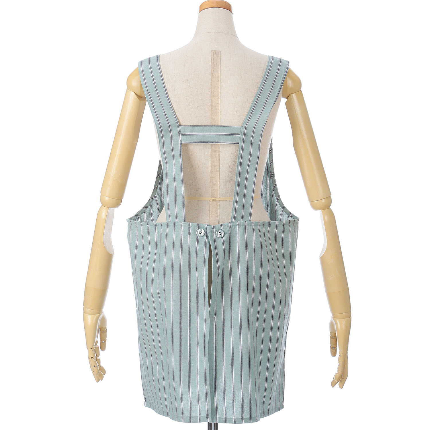ハッピーエプロン 胸元刺繍H型ストライプエプロン - 画像3