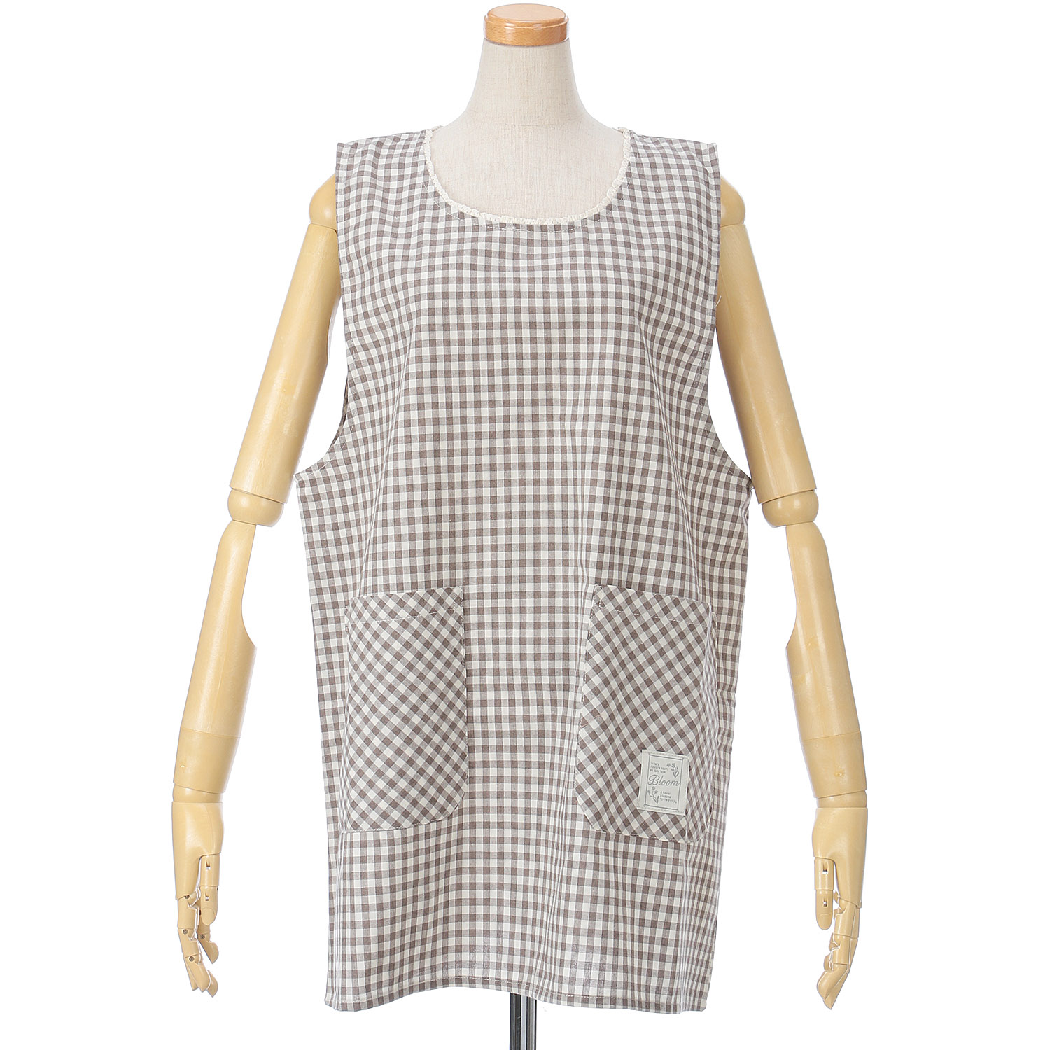 ハッピーエプロン 襟元レース上釦下紐ラン型エプロン - 画像3