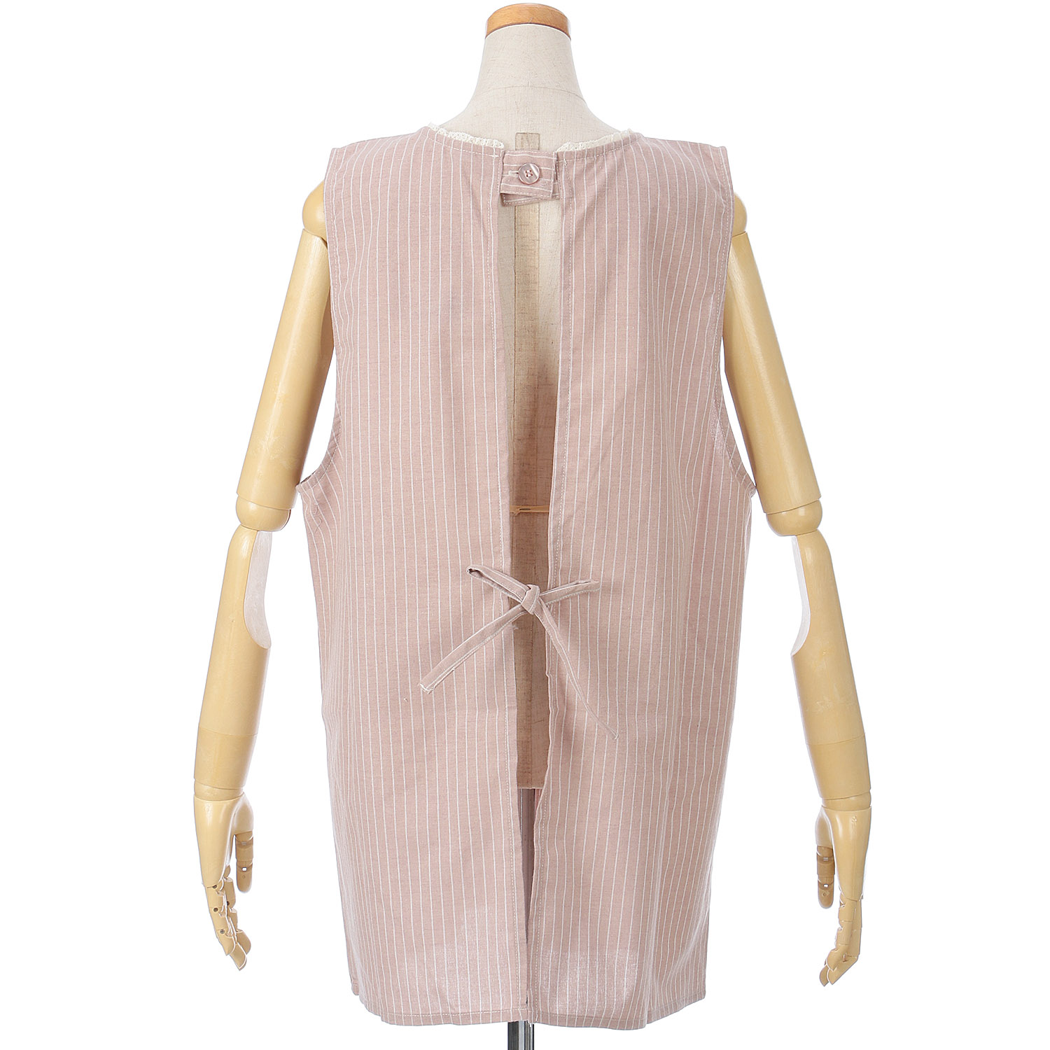 ハッピーエプロン 襟元レース上釦下紐ラン型エプロン - 画像5