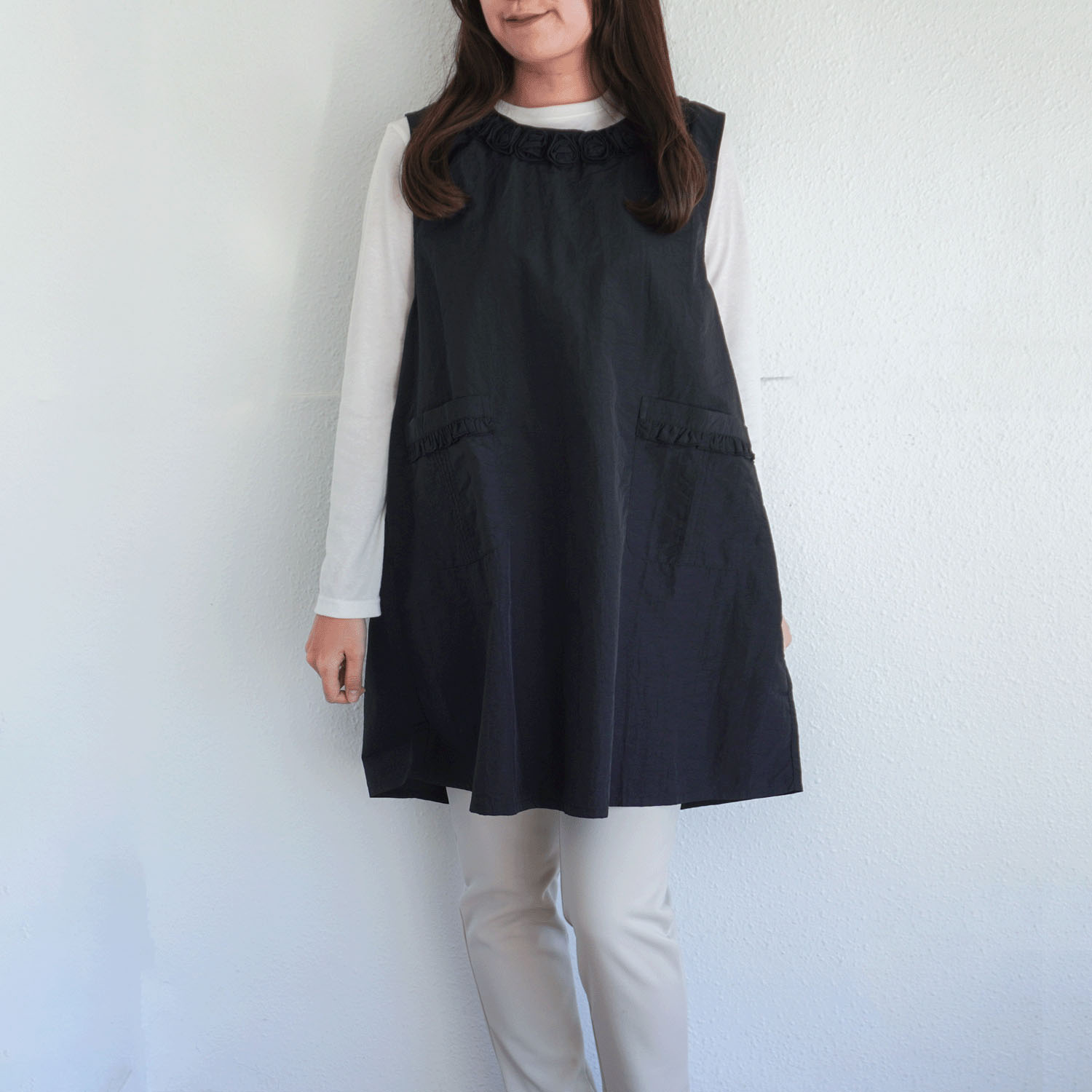 ナイロンバラモチーフエプロン 背閉じ - 画像3