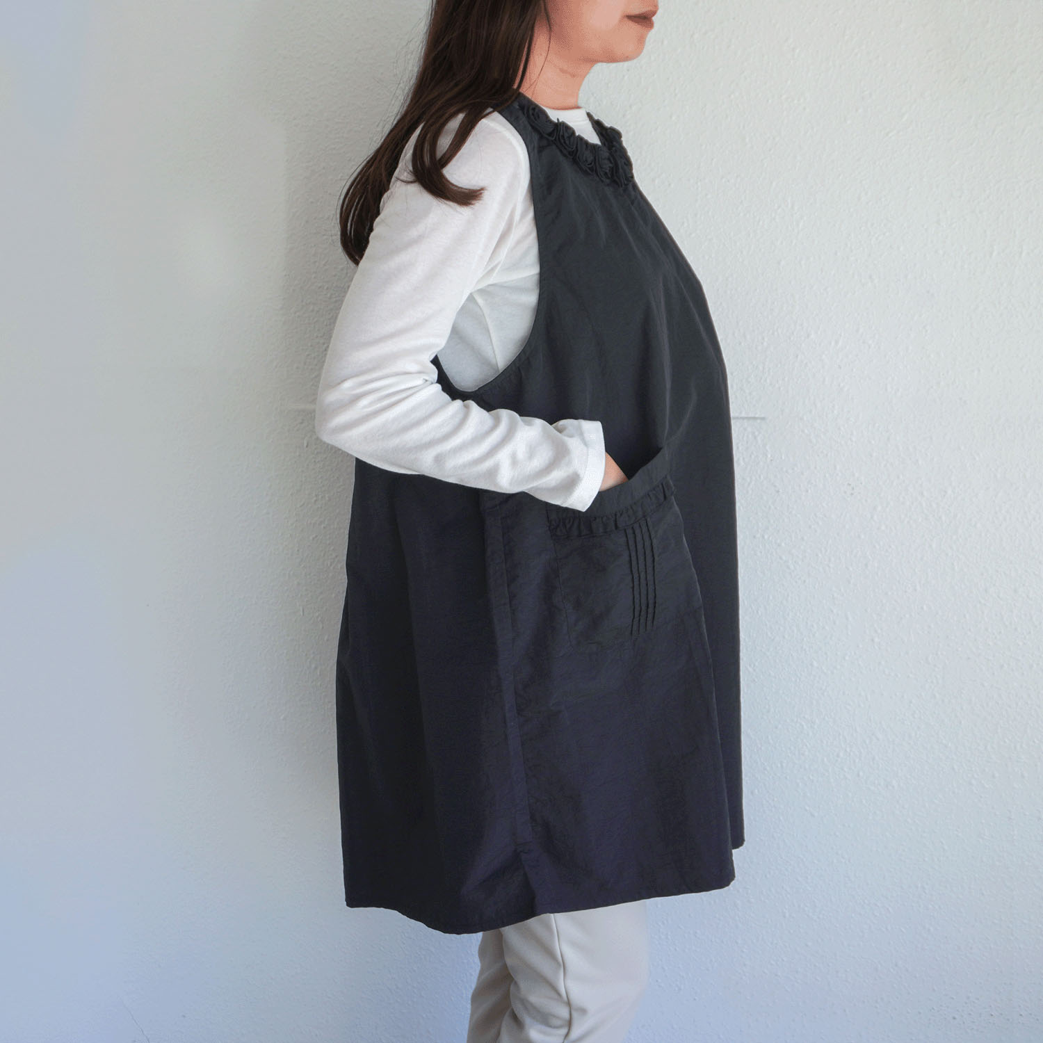 ナイロンバラモチーフエプロン 背閉じ - 画像6