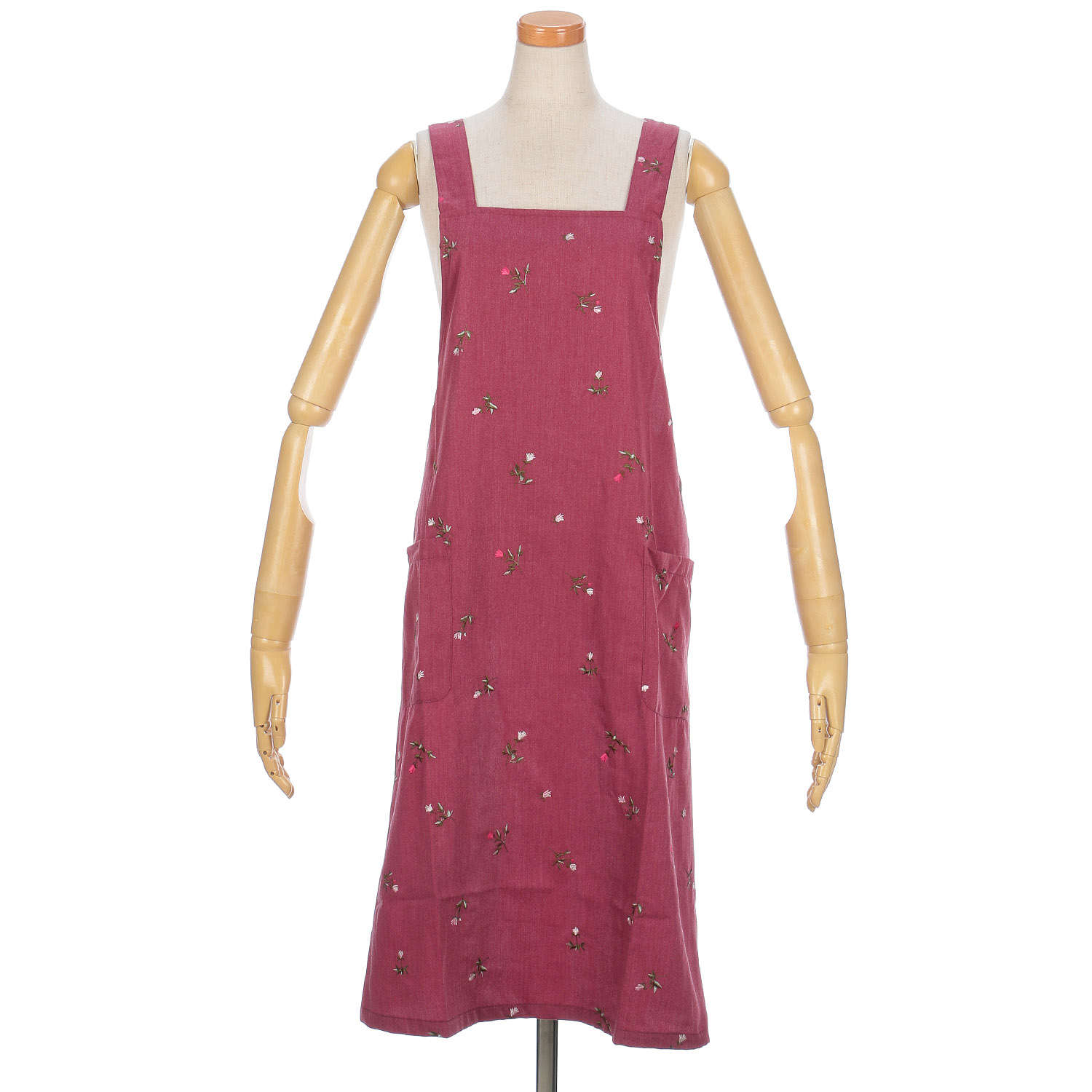 花柄総刺繍X型エプロン - 画像1