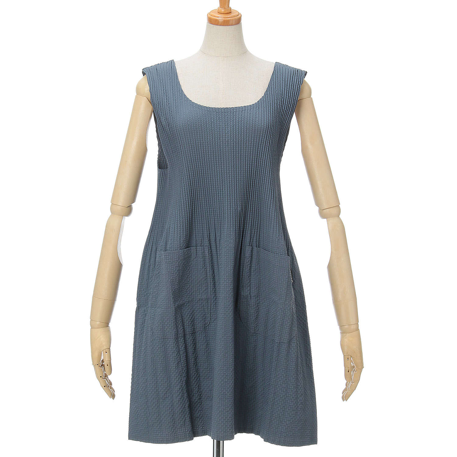 おうち美人 ふくれ織りプリーツショート無地エプロン - 画像7