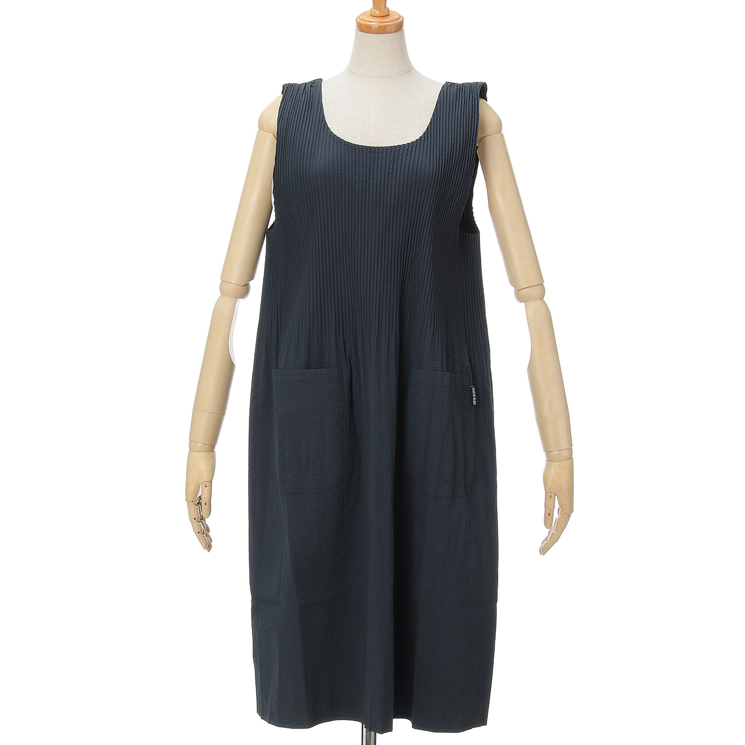 おうち美人 ふくれ織りプリーツロング無地エプロン - 画像6