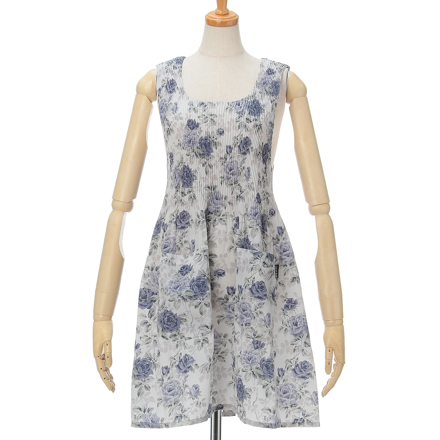 おうち美人 コシボチリメン大バラ柄プリーツエプロン - 画像5