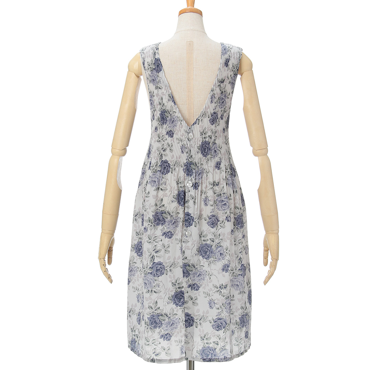 おうち美人 コシボチリメン大バラ柄ロングプリーツエプロン - 画像5