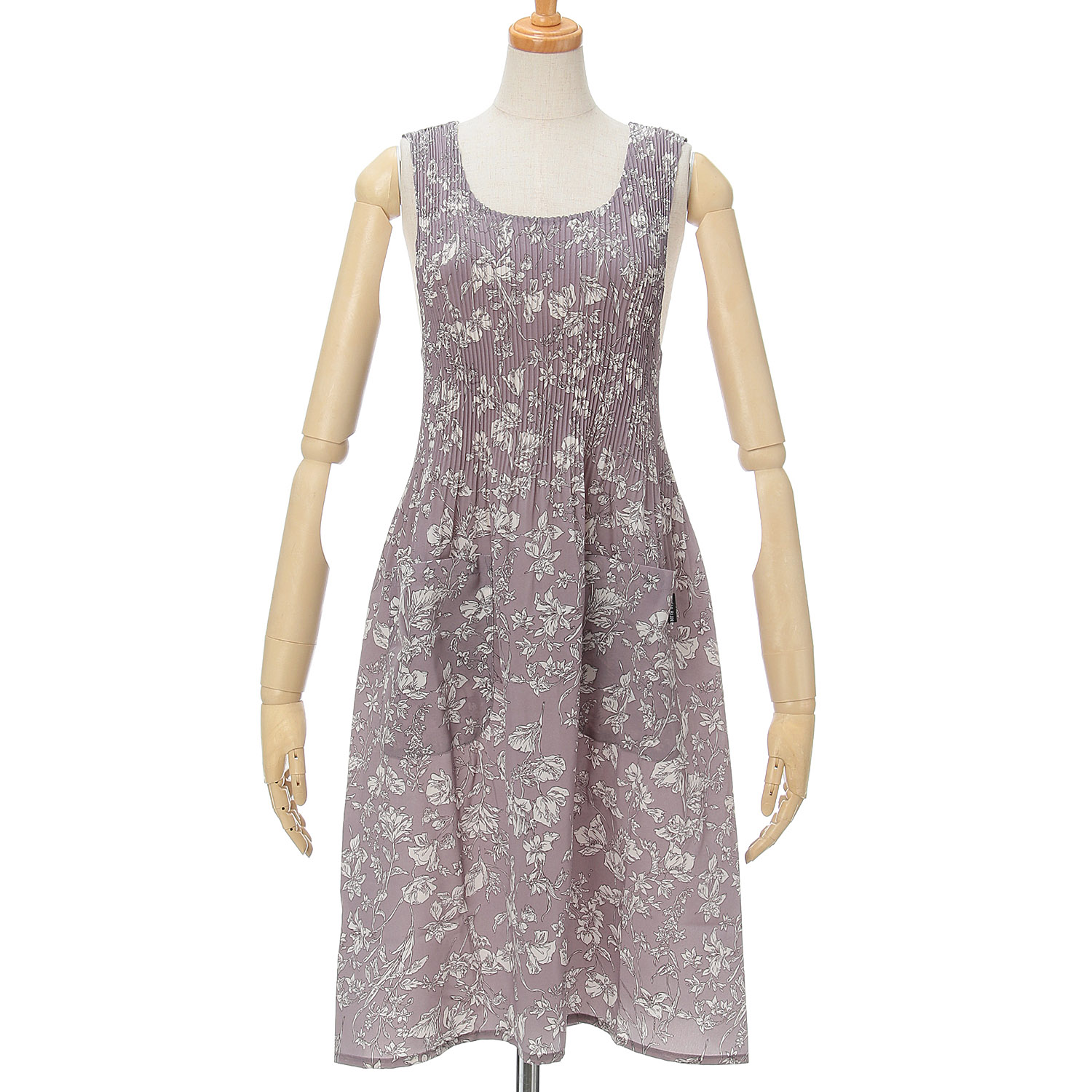 おうち美人 コシボチリメン単色花柄ロングプリーツエプロン - 画像4