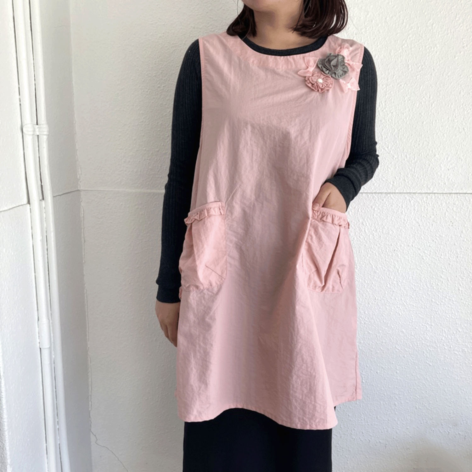 ナイロンリボン花エプロン