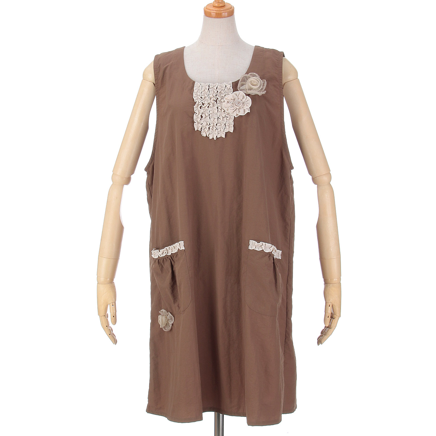 ナイロンフリル花モチーフ背あきエプロン - 画像8