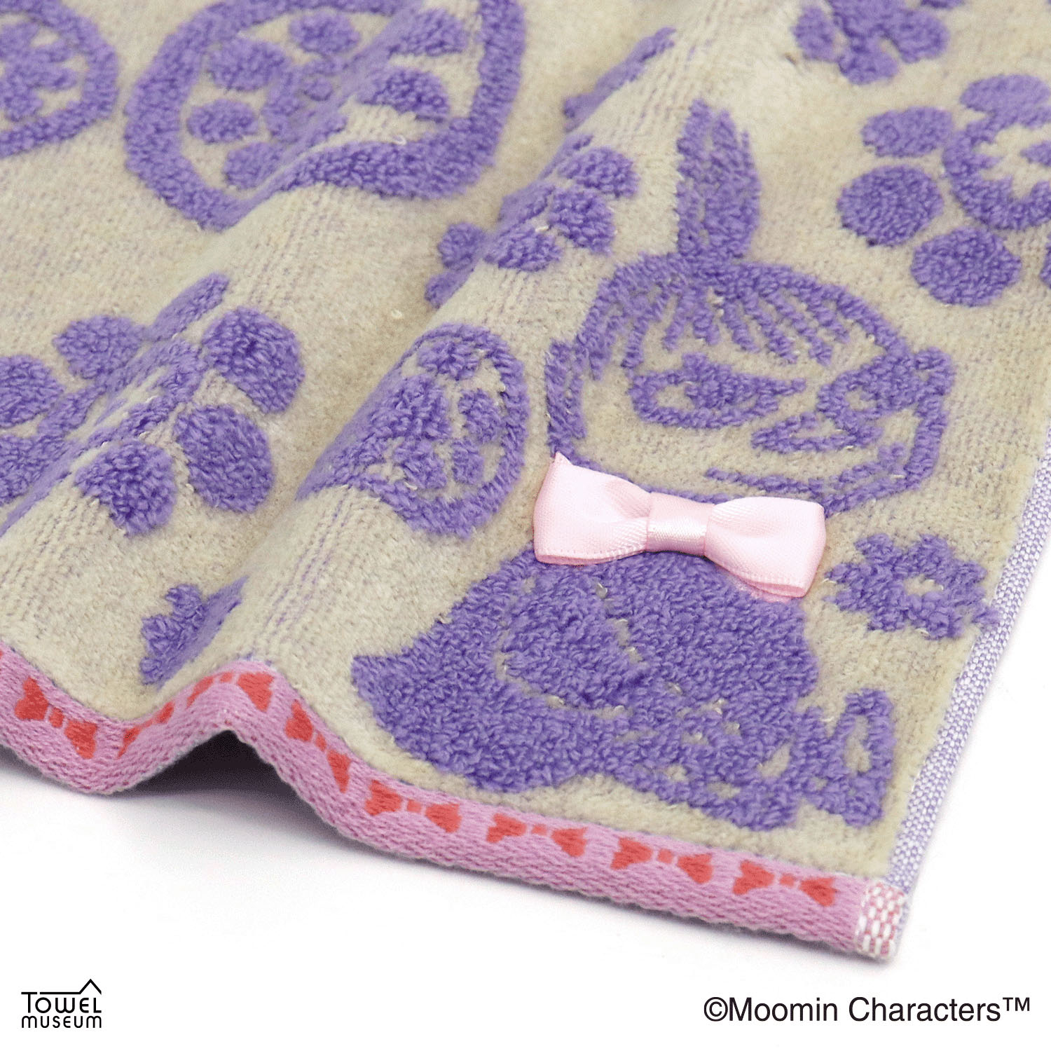 ムーミン ぽんぽんフラワー2 タオルハンカチ ベージュ - 画像2