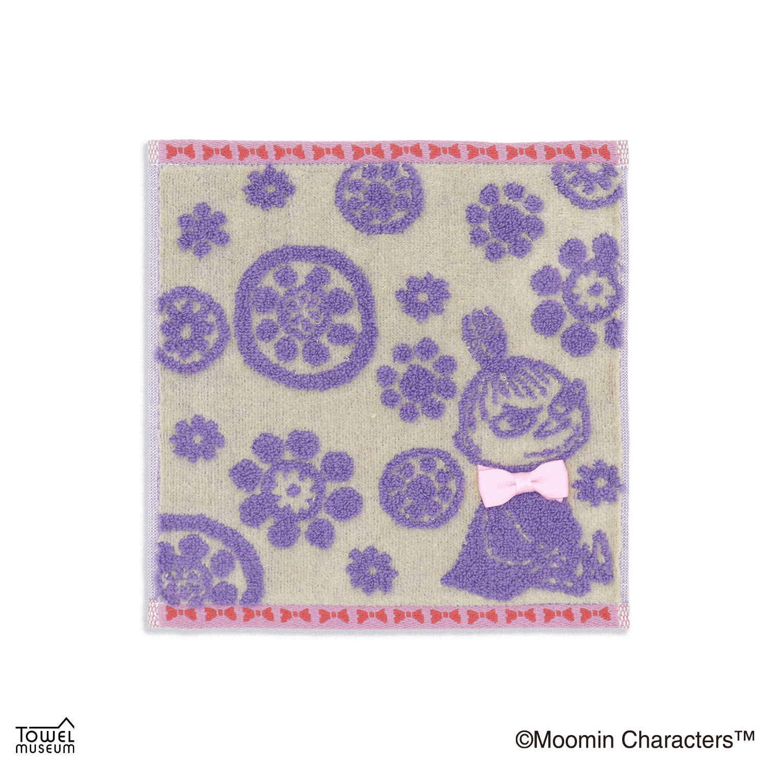 ムーミン ぽんぽんフラワー2 タオルハンカチ ベージュ