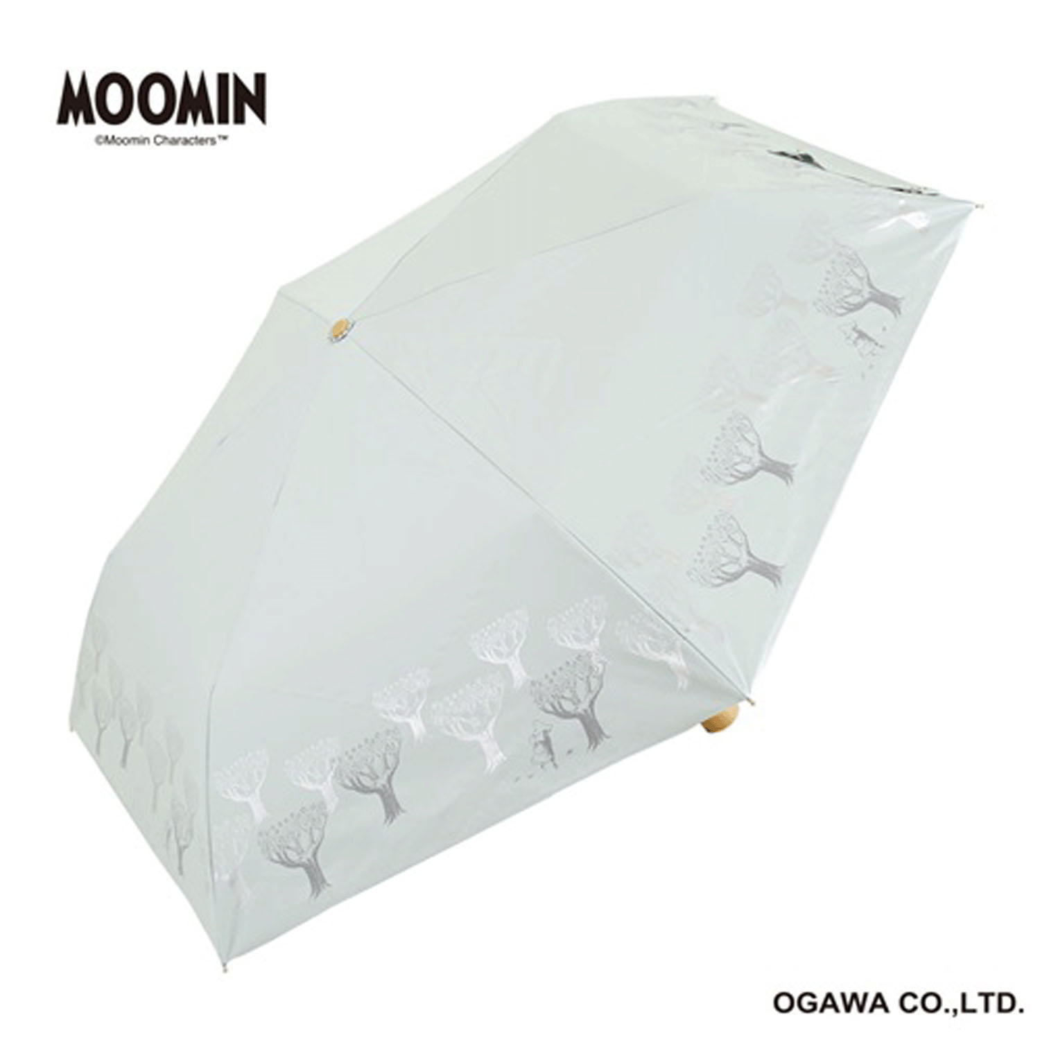 ムーミン 晴雨兼用プリント折りたたみ傘 ムーミン谷の十一月 グリーン - 画像1