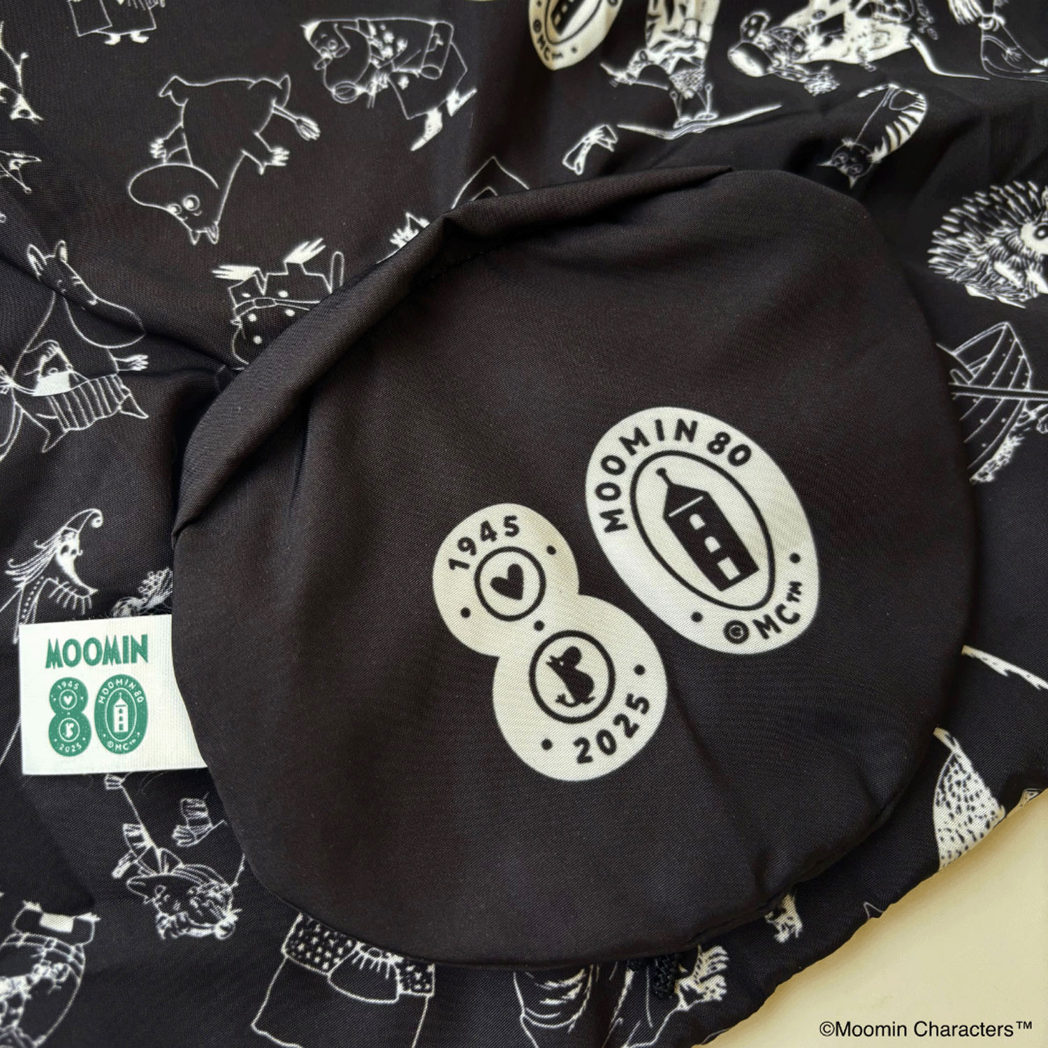 ムーミン 80TH ALL STARポケッタブルショッピングバッグ ブラック - 画像4