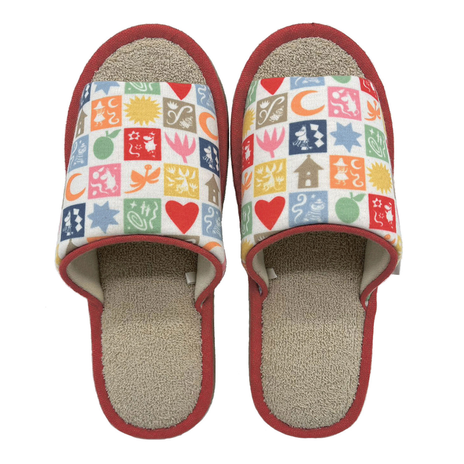 ムーミン 80TH チェック外縫いスリッパ レッド