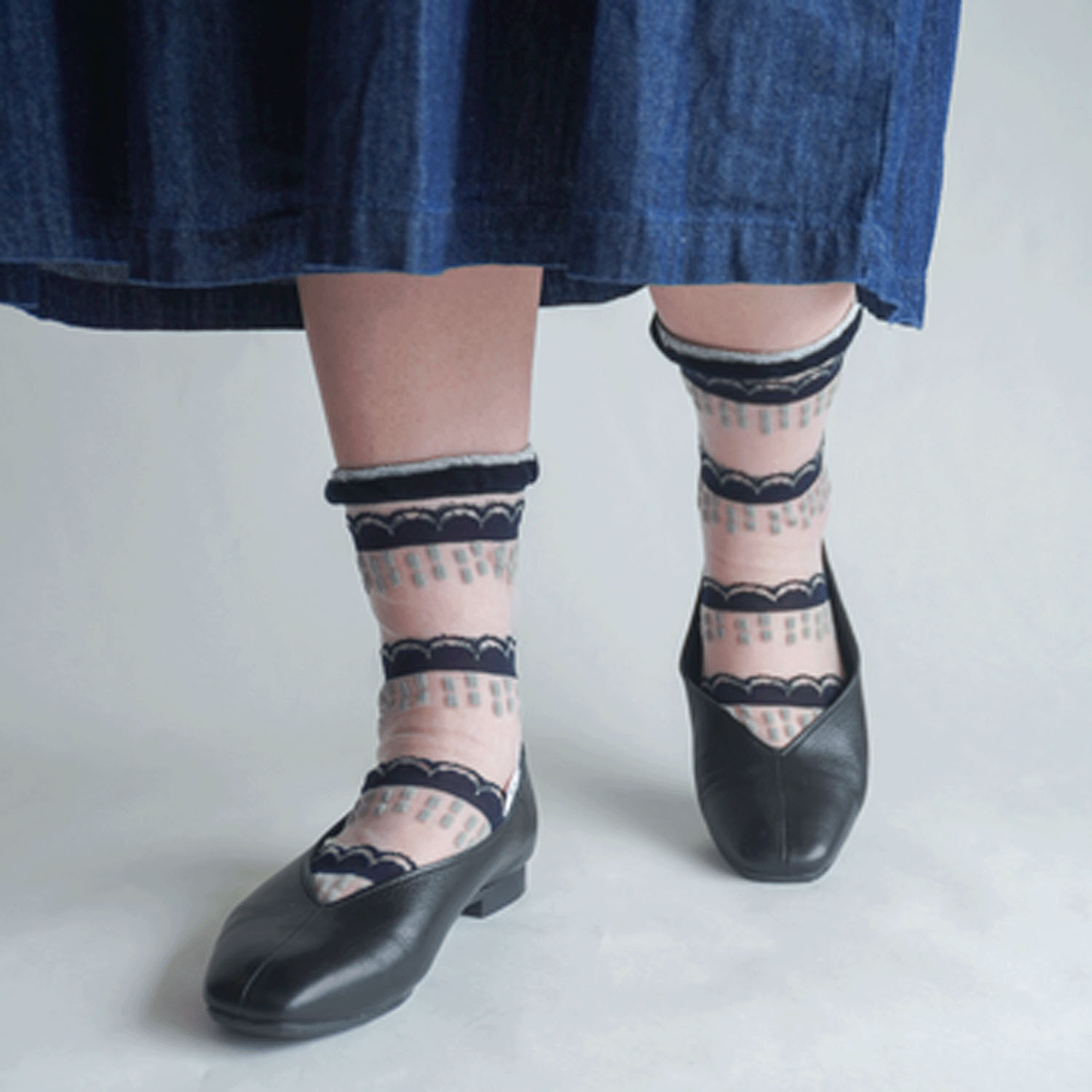 北欧調  幾何学   シースルーソックス【在庫限り】 - 画像12