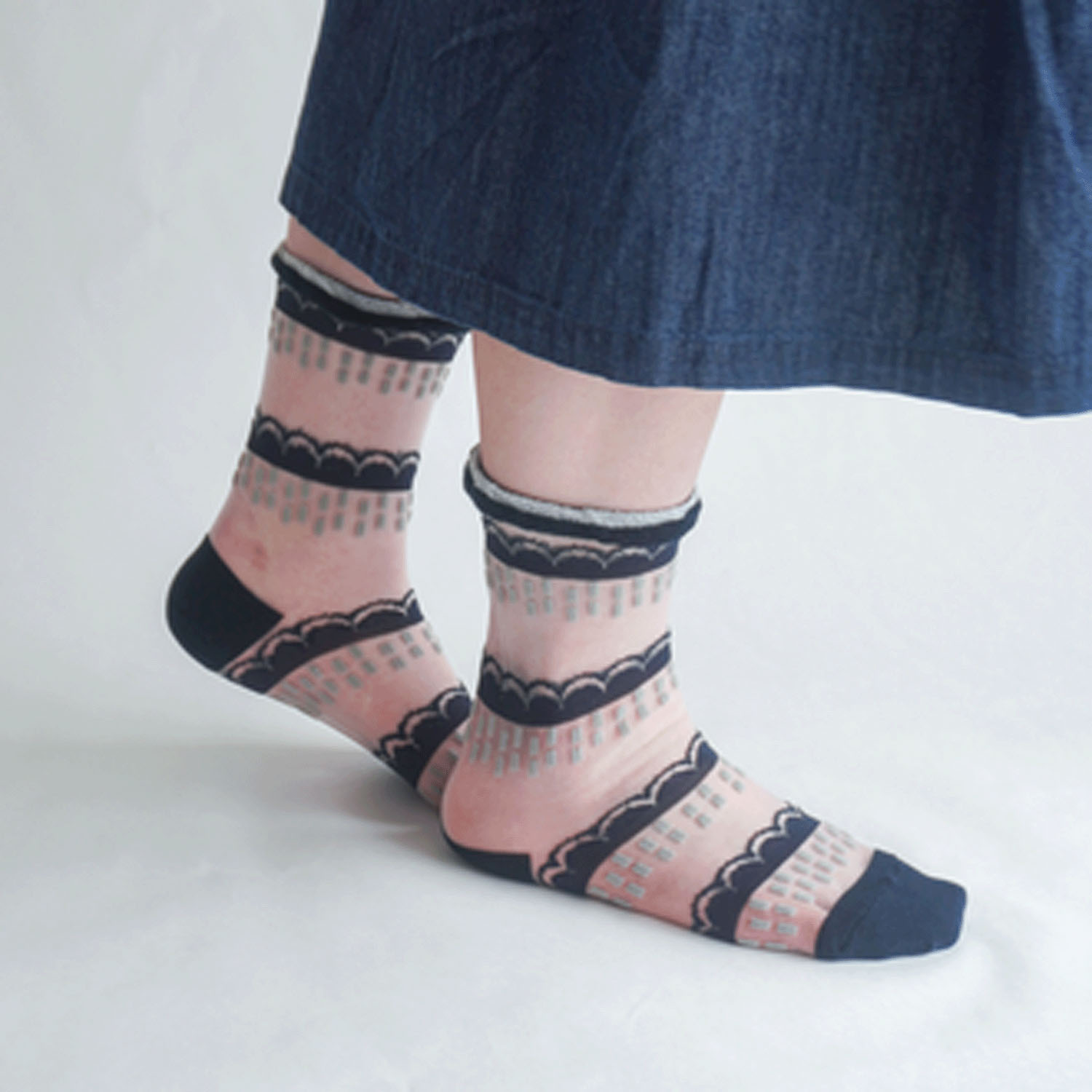 北欧調  幾何学   シースルーソックス【在庫限り】 - 画像7