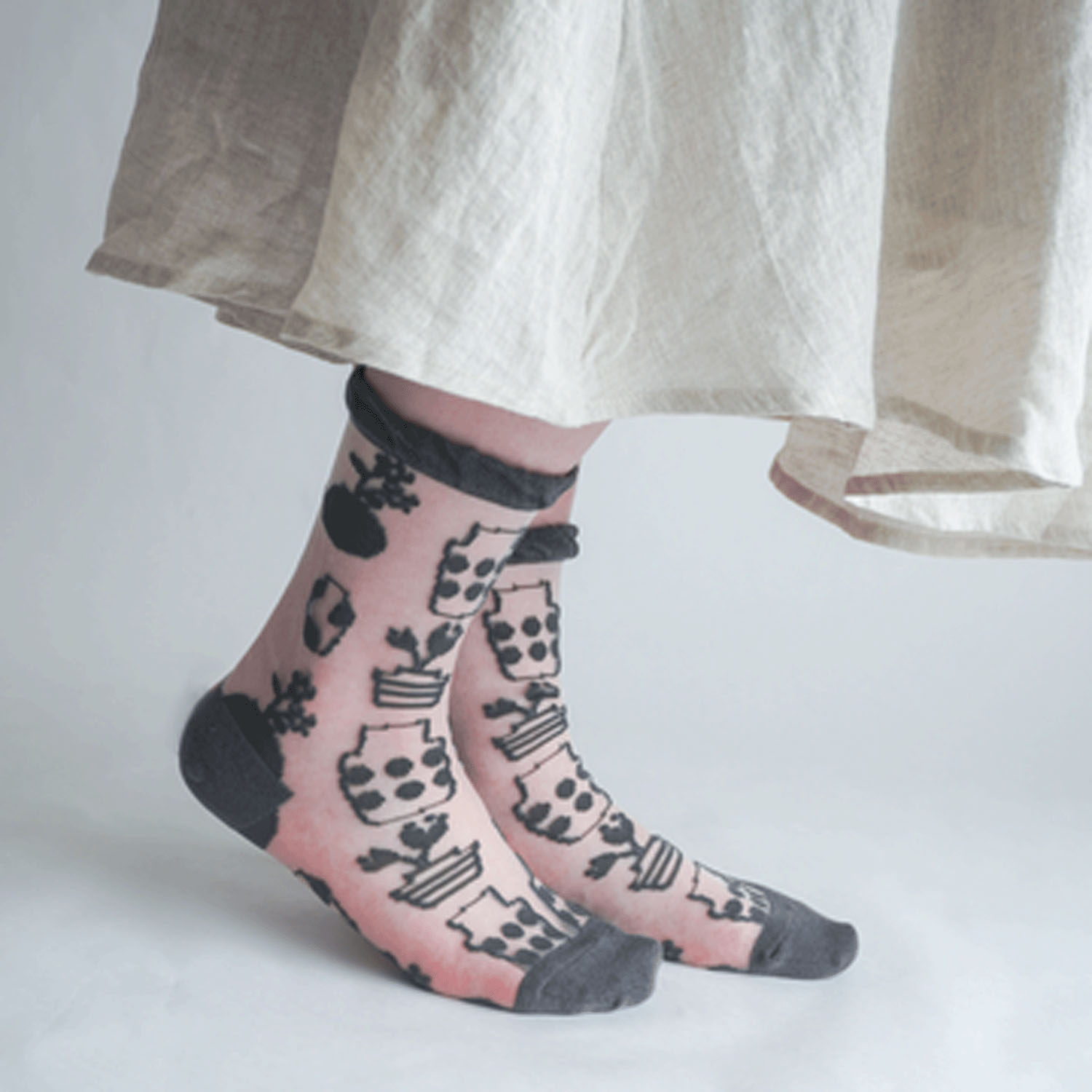 北欧調  花瓶柄  シースルーソックス【在庫限り】 - 画像5