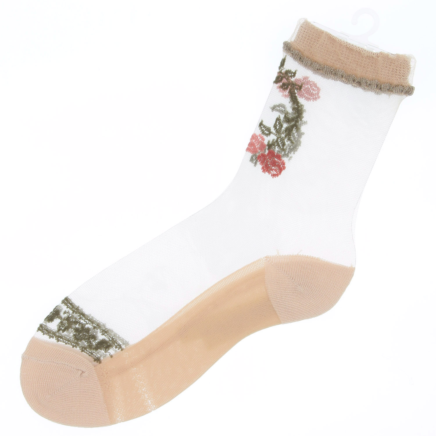 シースルーソックス 口ゴムレース調バラ - 画像7