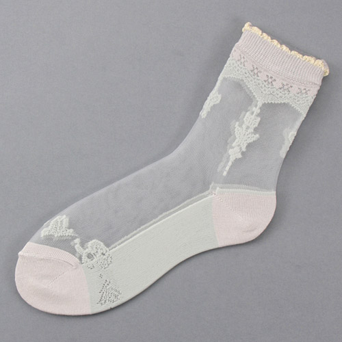 シースルーソックス 花・蝶柄 - 画像3