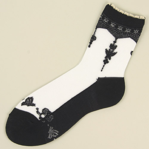 シースルーソックス 花・蝶柄 - 画像4
