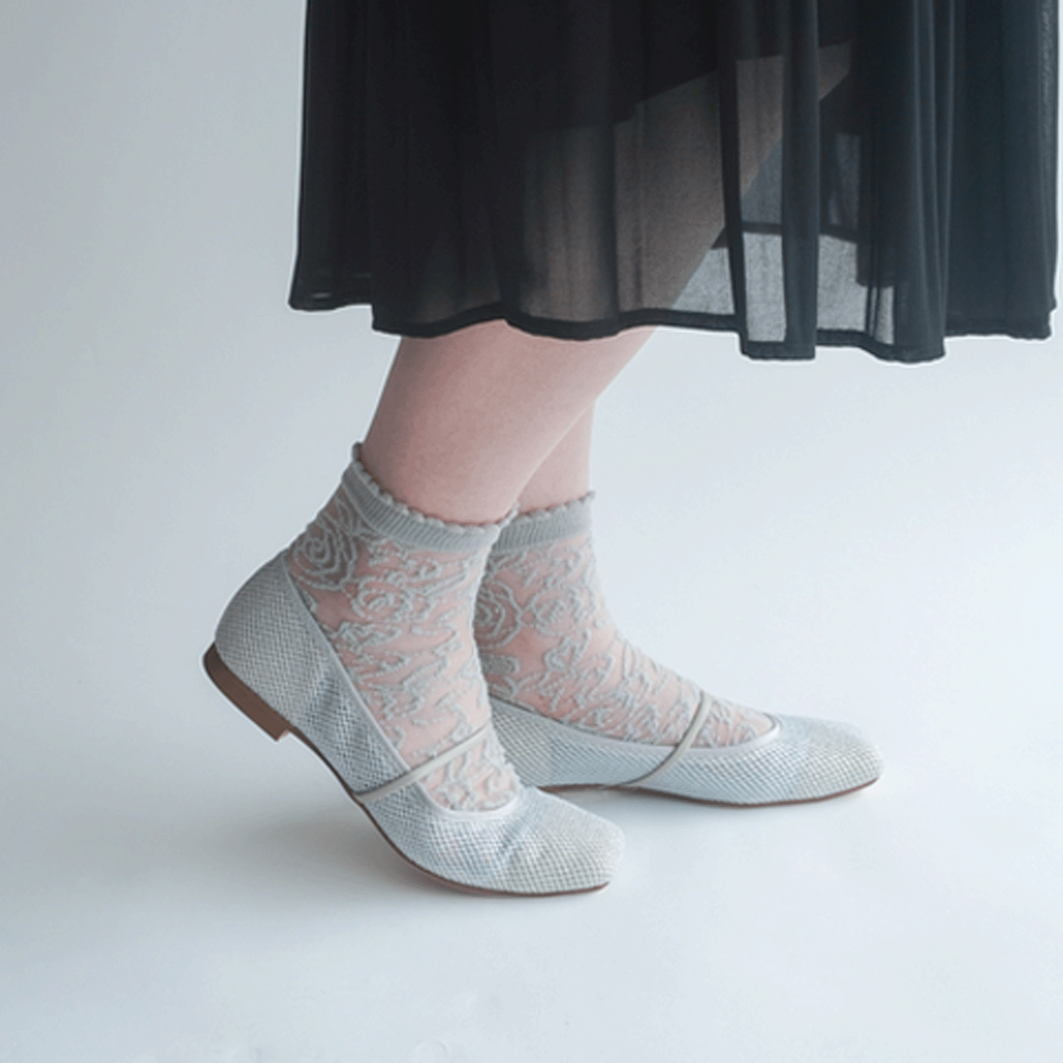 大人気★シースルーソックス レース薔薇柄 - 画像6