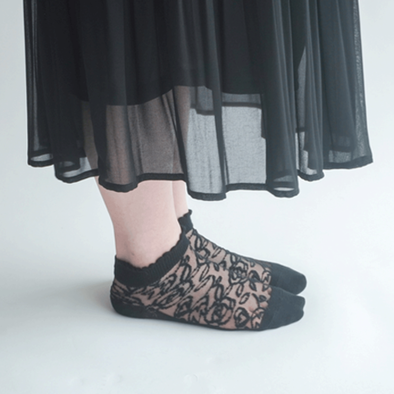 大人気★シースルーソックス 薔薇柄 ショート丈 - 画像6