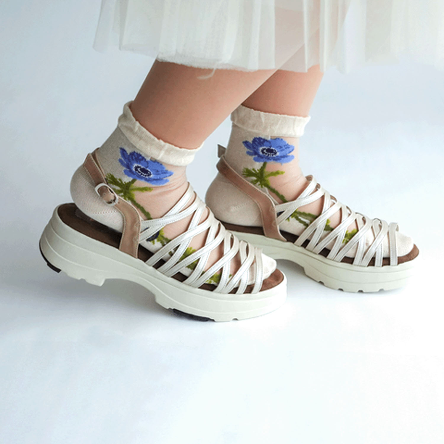 シースルーソックス シルク混 一輪アネモネ★26SS新色あり - 画像7