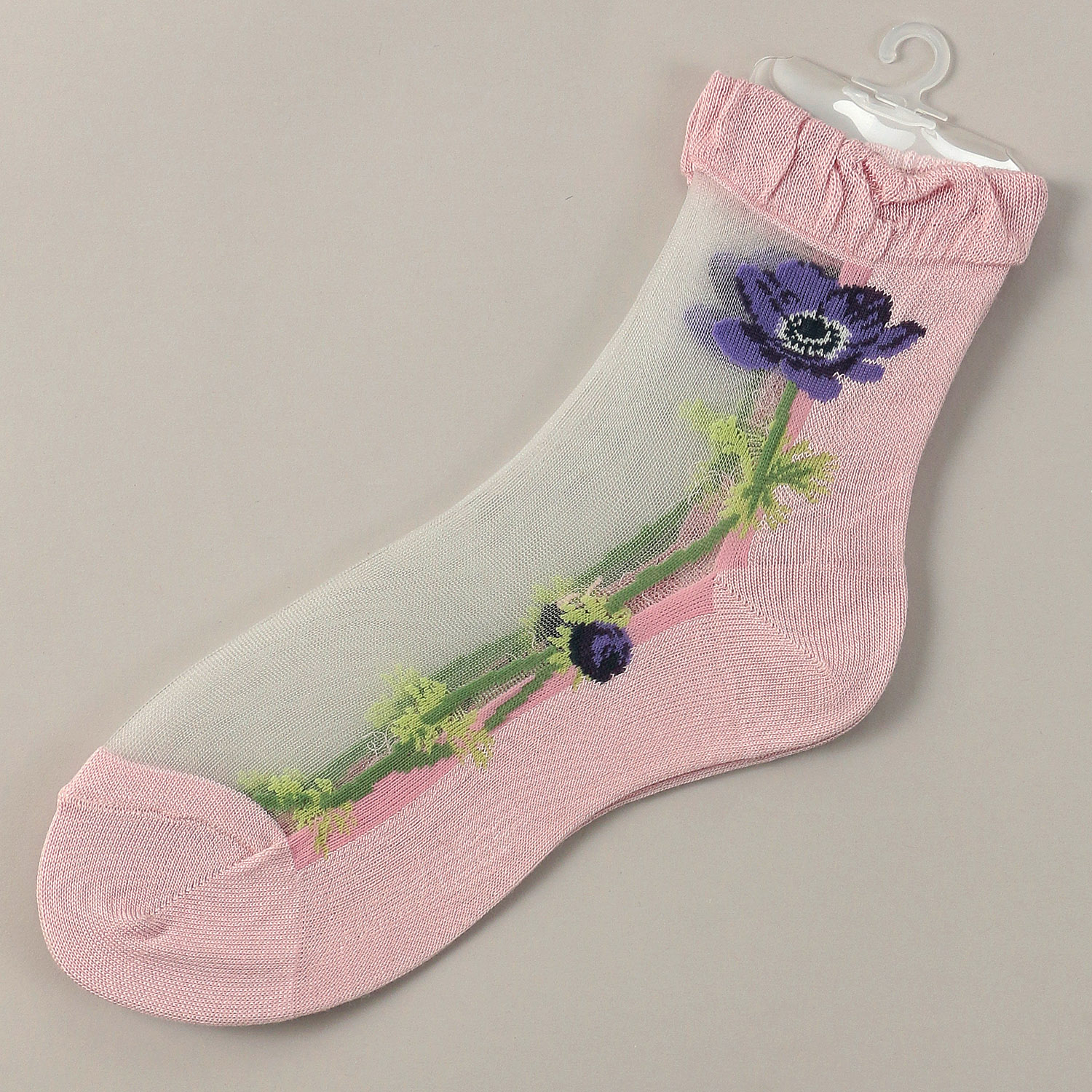 シースルーソックス シルク混 一輪アネモネ★26SS新色あり - 画像8