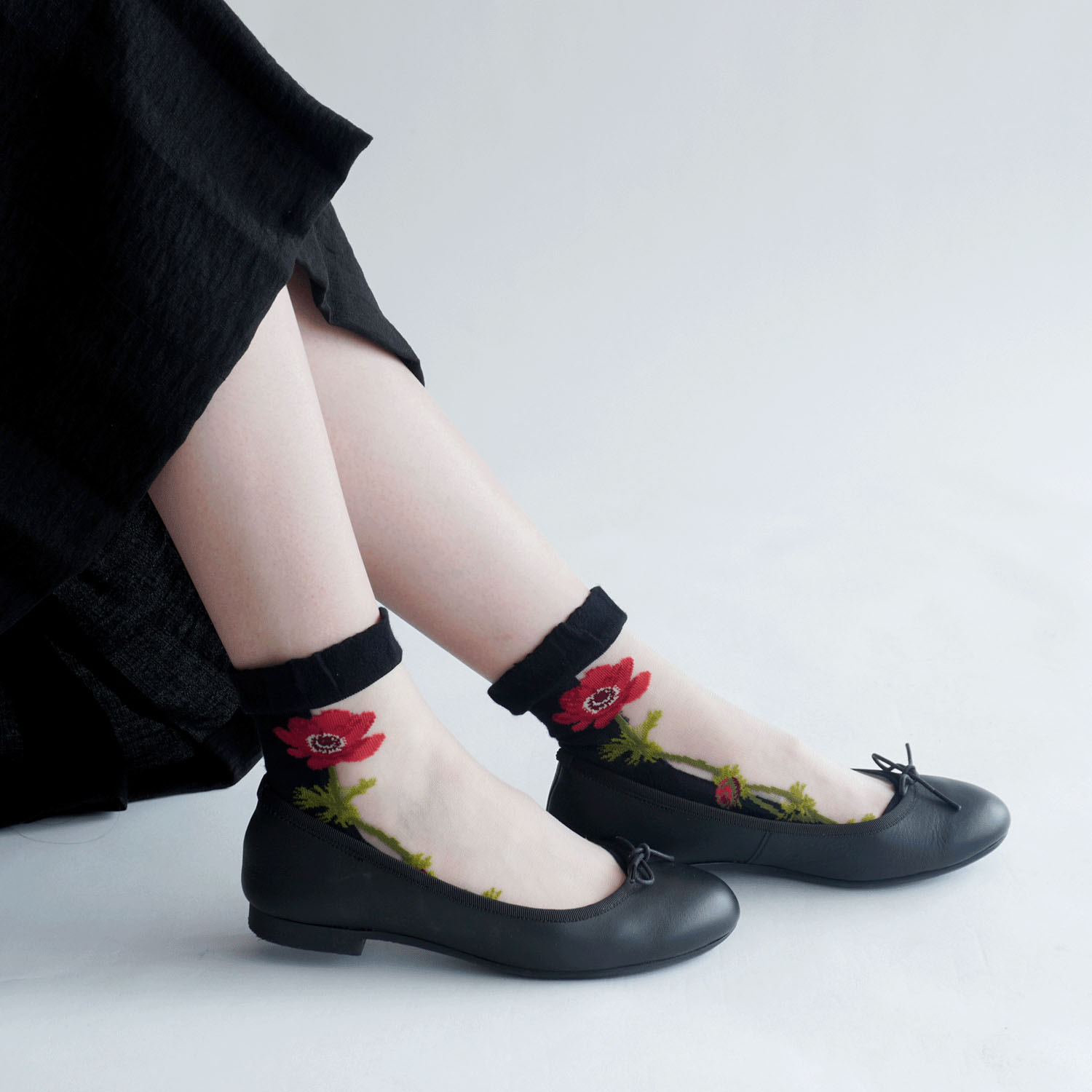 シースルーソックス シルク混 一輪アネモネ★26SS新色あり - 画像9