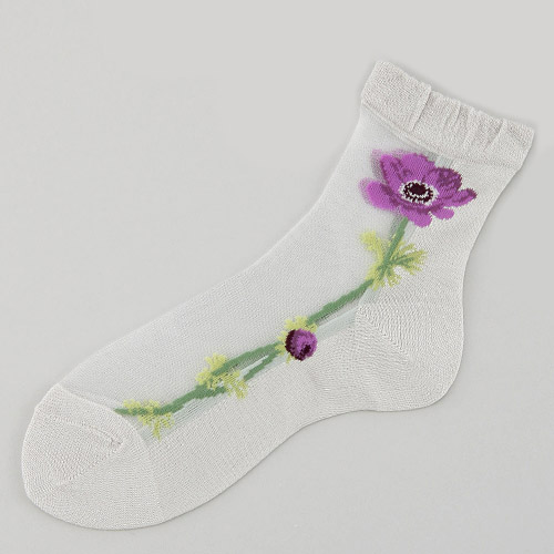 シースルーソックス シルク混 一輪アネモネ★26SS新色あり