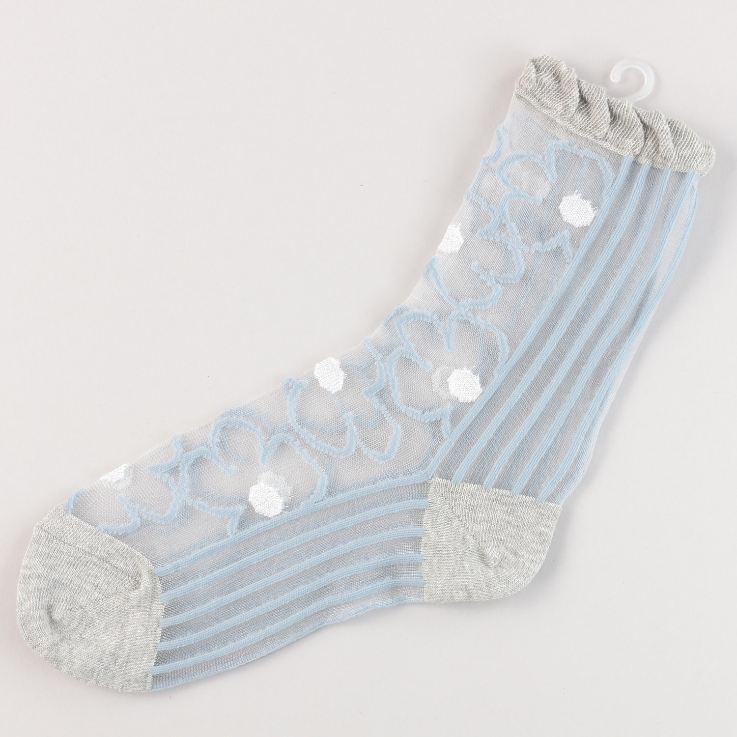 日本製 北欧調  花柄 シースルーソックス