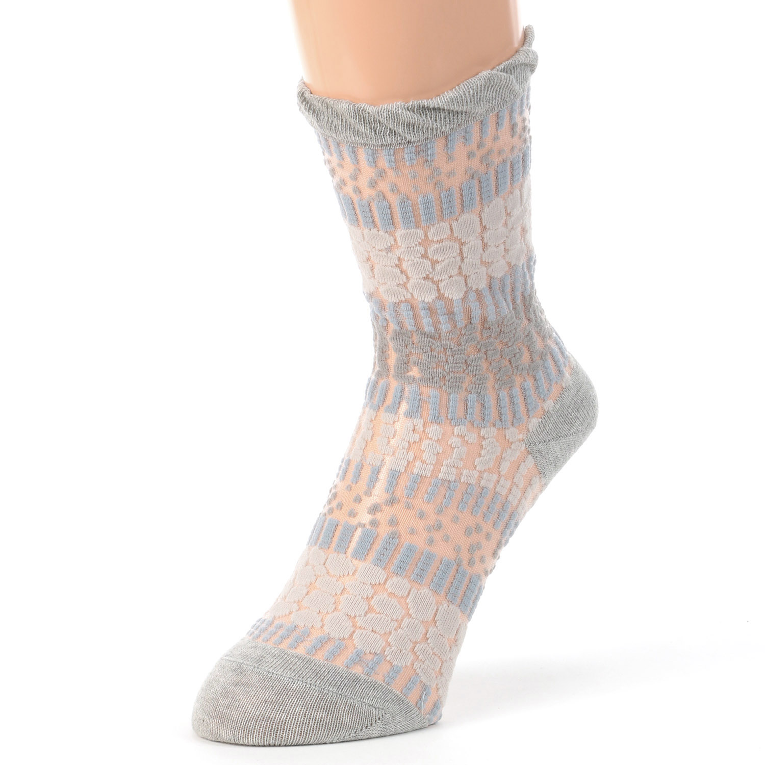 日本製 北欧調 水玉柄 シースルーソックス - 画像2