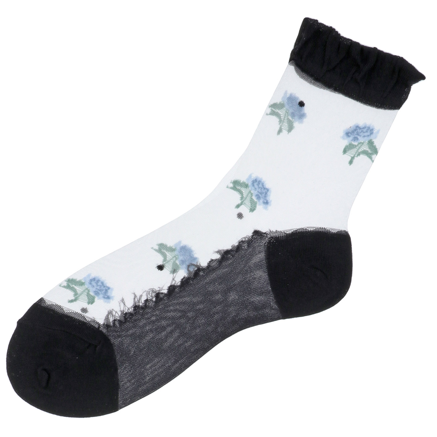 シースルーソックス ほんのきもち ハイゲージ シルク混 大花柄 - 画像3