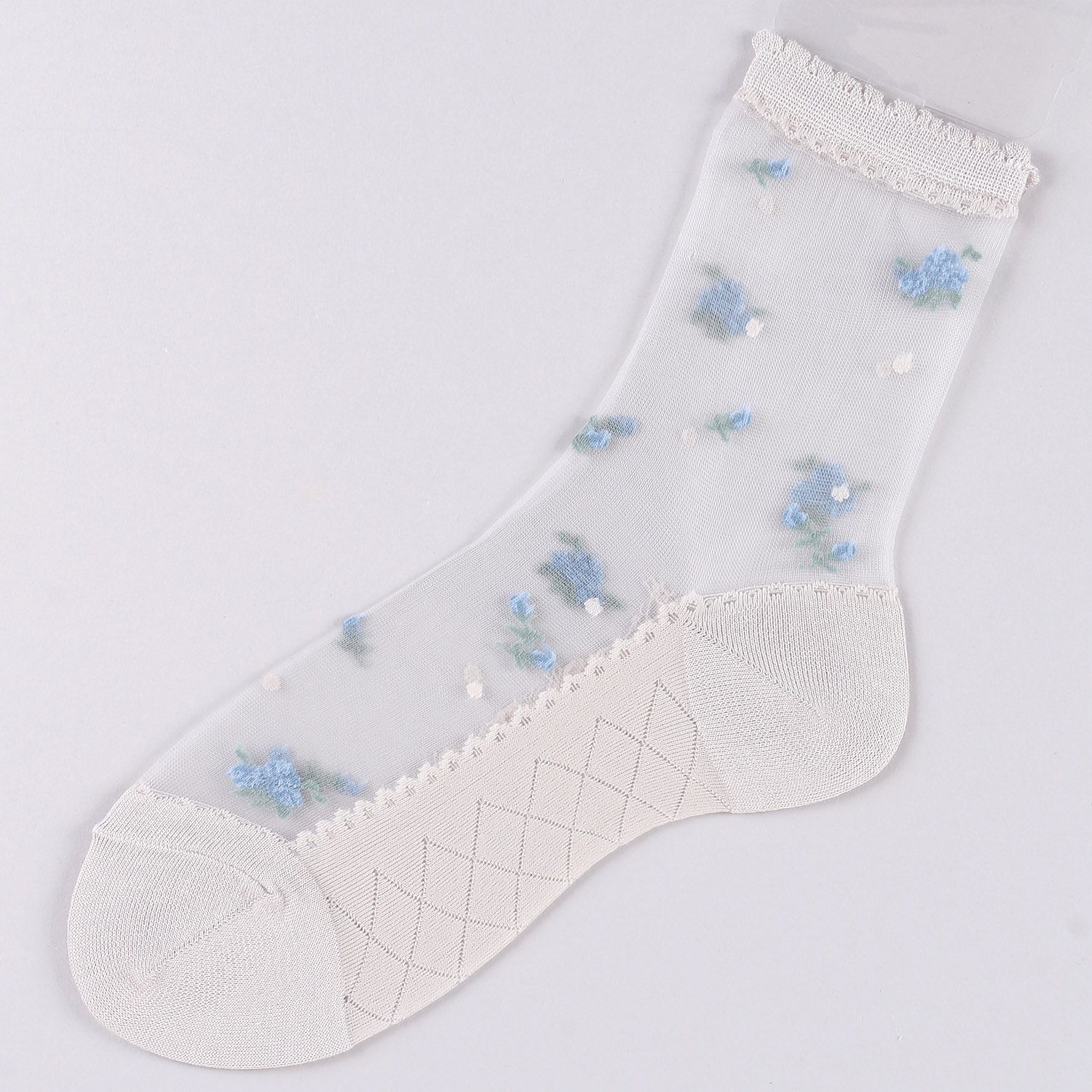 シースルーソックス ほんのきもち ハイゲージ シルク混 バラブーケ - 画像2